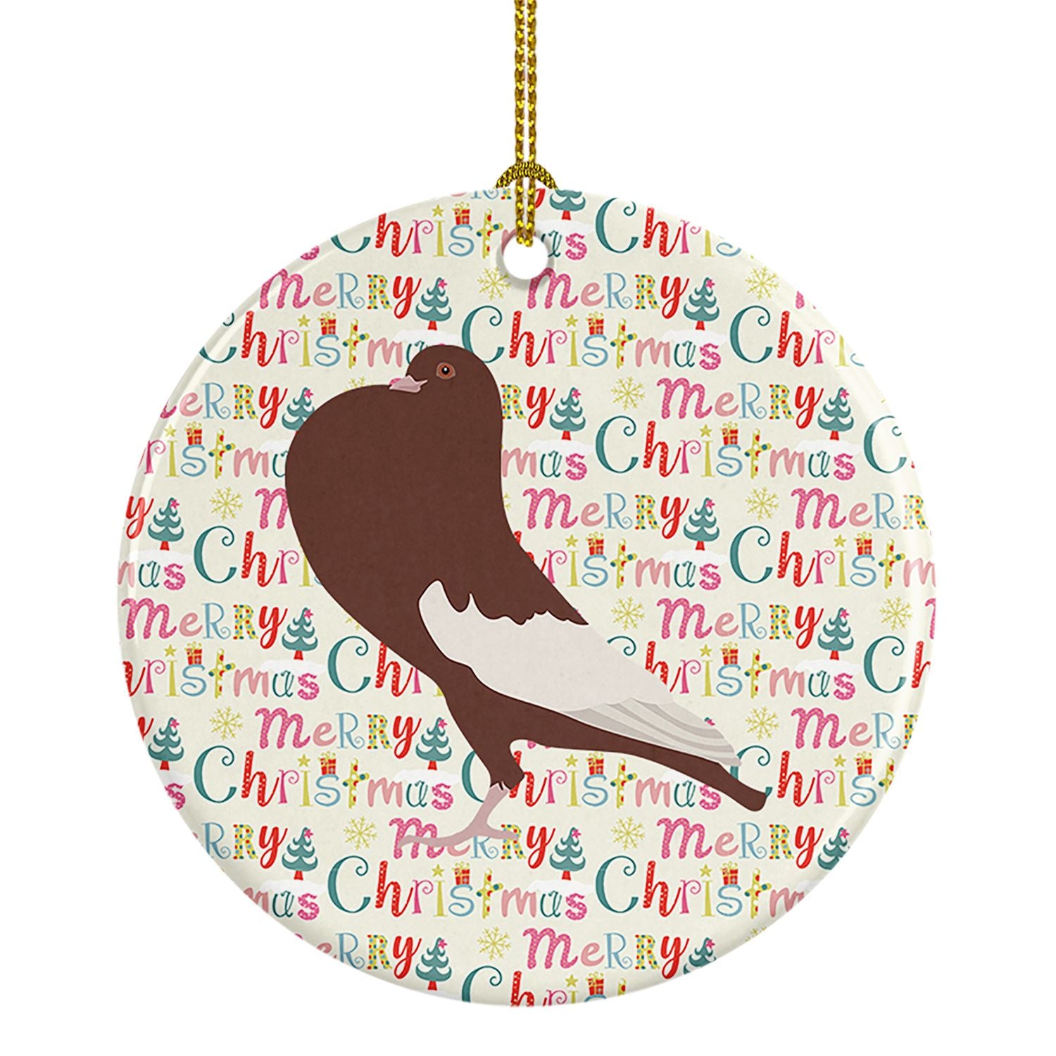 English Pouter Pigeon Christmas Ceramic Ornament Christmas Tree Hanging Decorations for Home Christmas Holiday, Party, Gift, 3 i