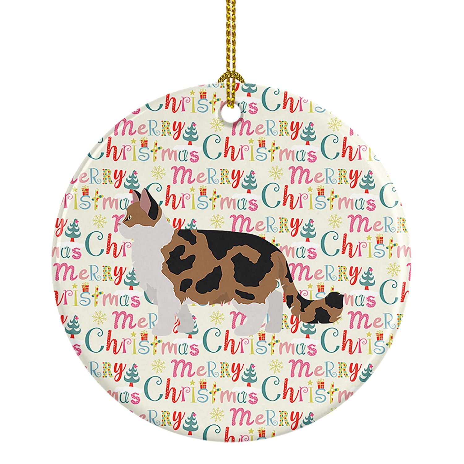 Ragamuffin #2 Cat Christmas Ceramic Ornament Christmas Tree Hanging Decorations for Home Christmas Holiday, Party, Gift, 3 in, M