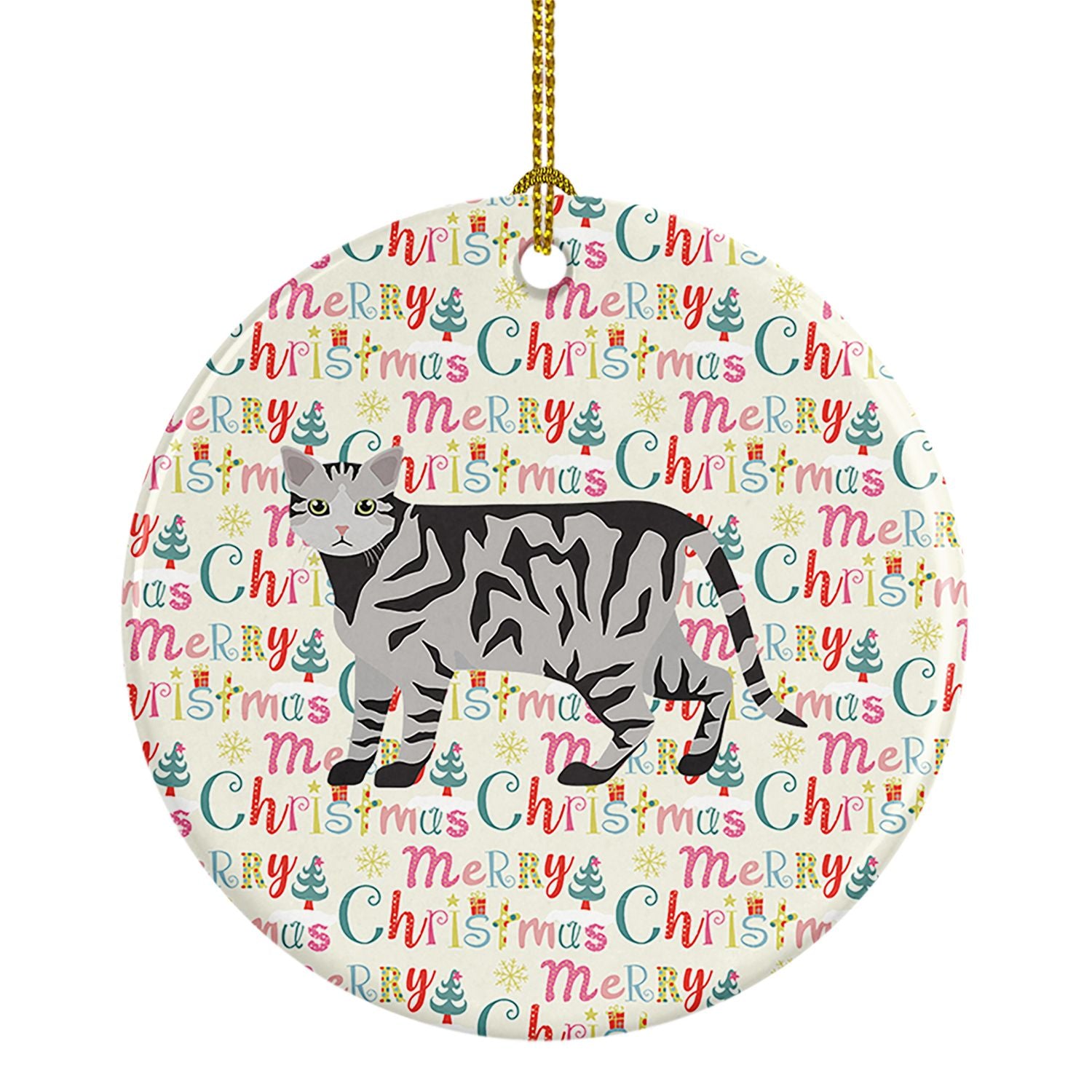 European Shorthair #2 Cat Christmas Ceramic Ornament Christmas Tree Hanging Decorations for Home Christmas Holiday, Party, Gift,