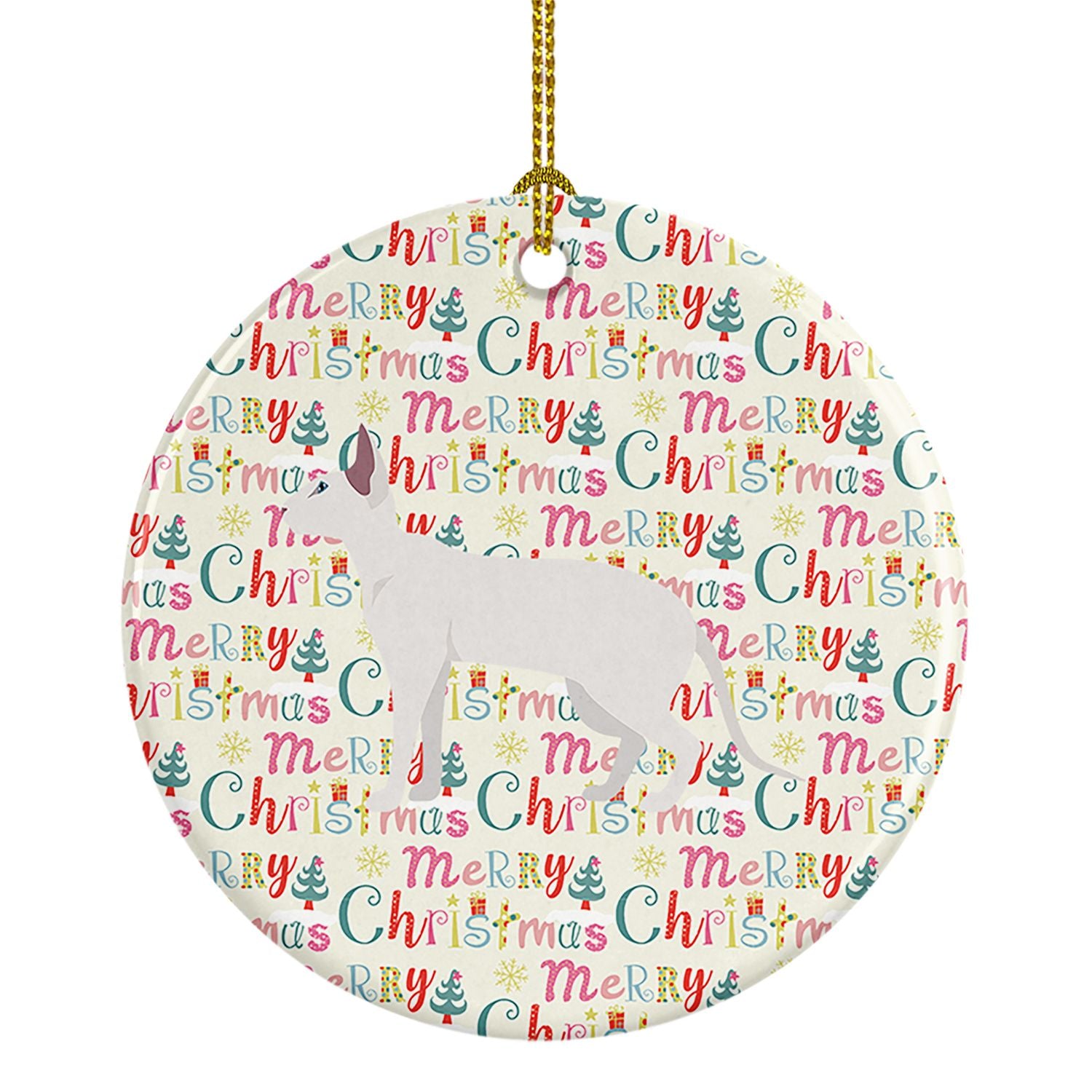 Peterbald #1 Cat Christmas Ceramic Ornament Christmas Tree Hanging Decorations for Home Christmas Holiday, Party, Gift, 3 in, Mu