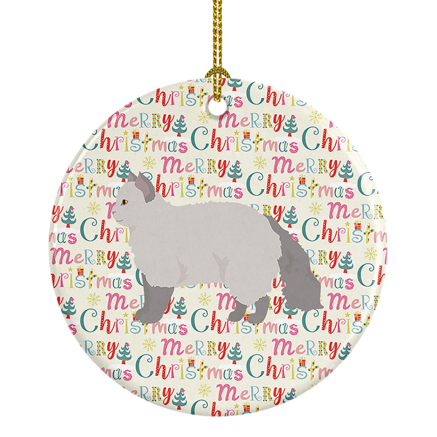 Selkirk Rex #2 Cat Christmas Ceramic Ornament Christmas Tree Hanging Decorations for Home Christmas Holiday, Party, Gift, 3 in, 