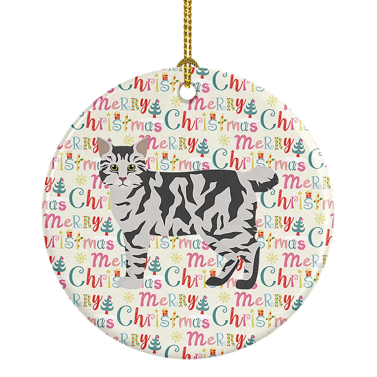 American Bobtail #1 Cat Christmas Ceramic Ornament Christmas Tree Hanging Decorations for Home Christmas Holiday, Party, Gift, 3