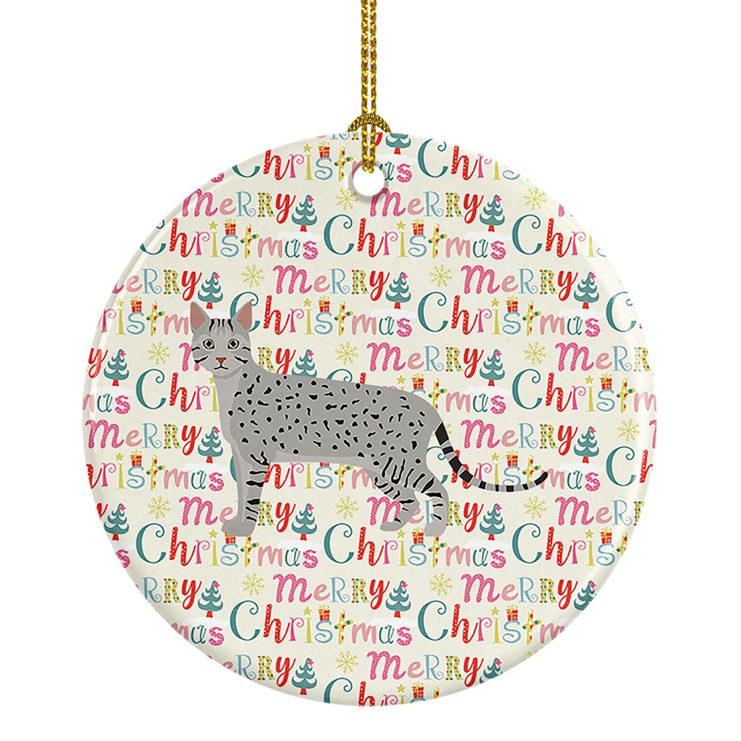 Egyptian Mau Cat Christmas Ceramic Ornament Christmas Tree Hanging Decorations for Home Christmas Holiday, Party, Gift, 3 in, Mu