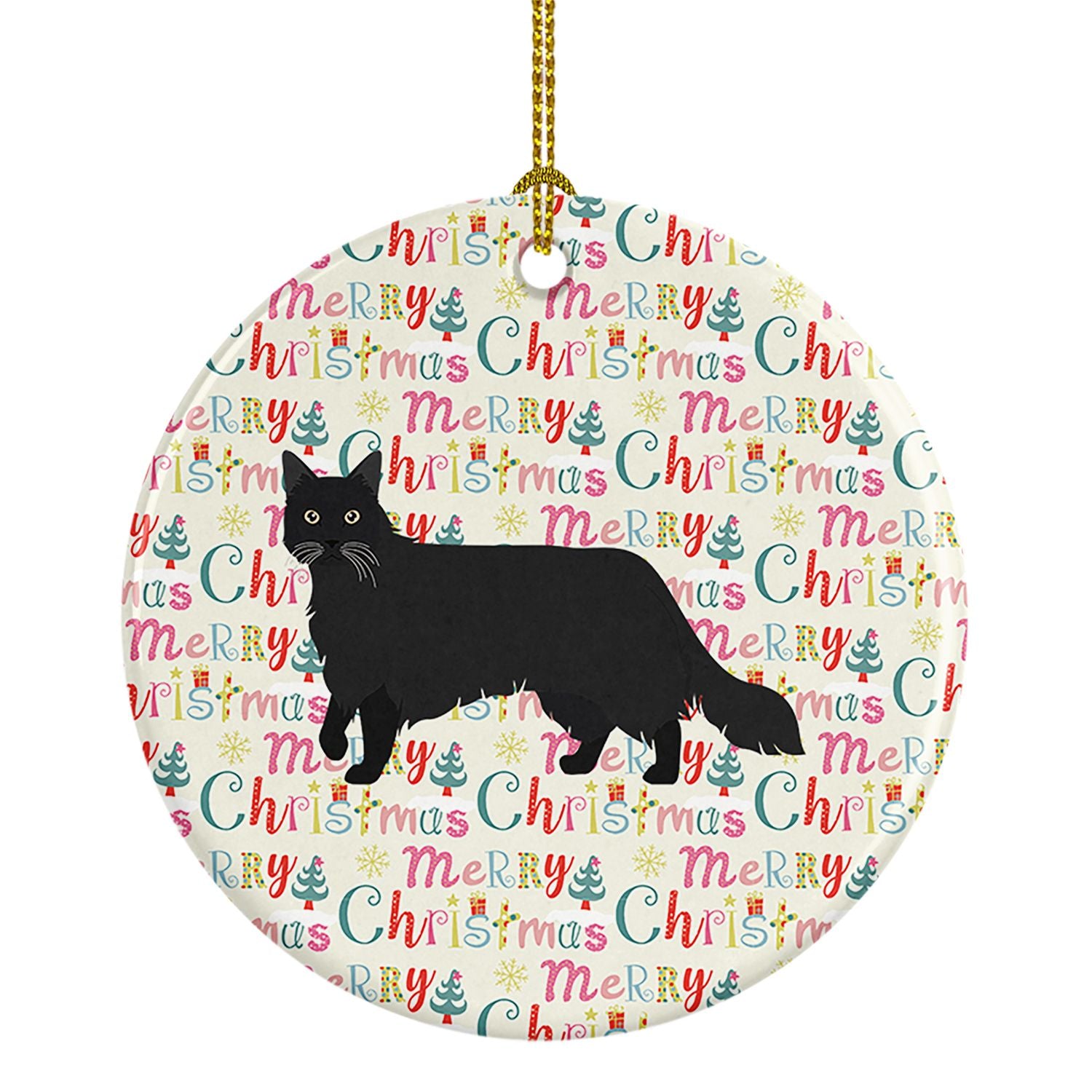 Black Chantilly Tiffany Cat Christmas Ceramic Ornament Christmas Tree Hanging Decorations for Home Christmas Holiday, Party, Gif