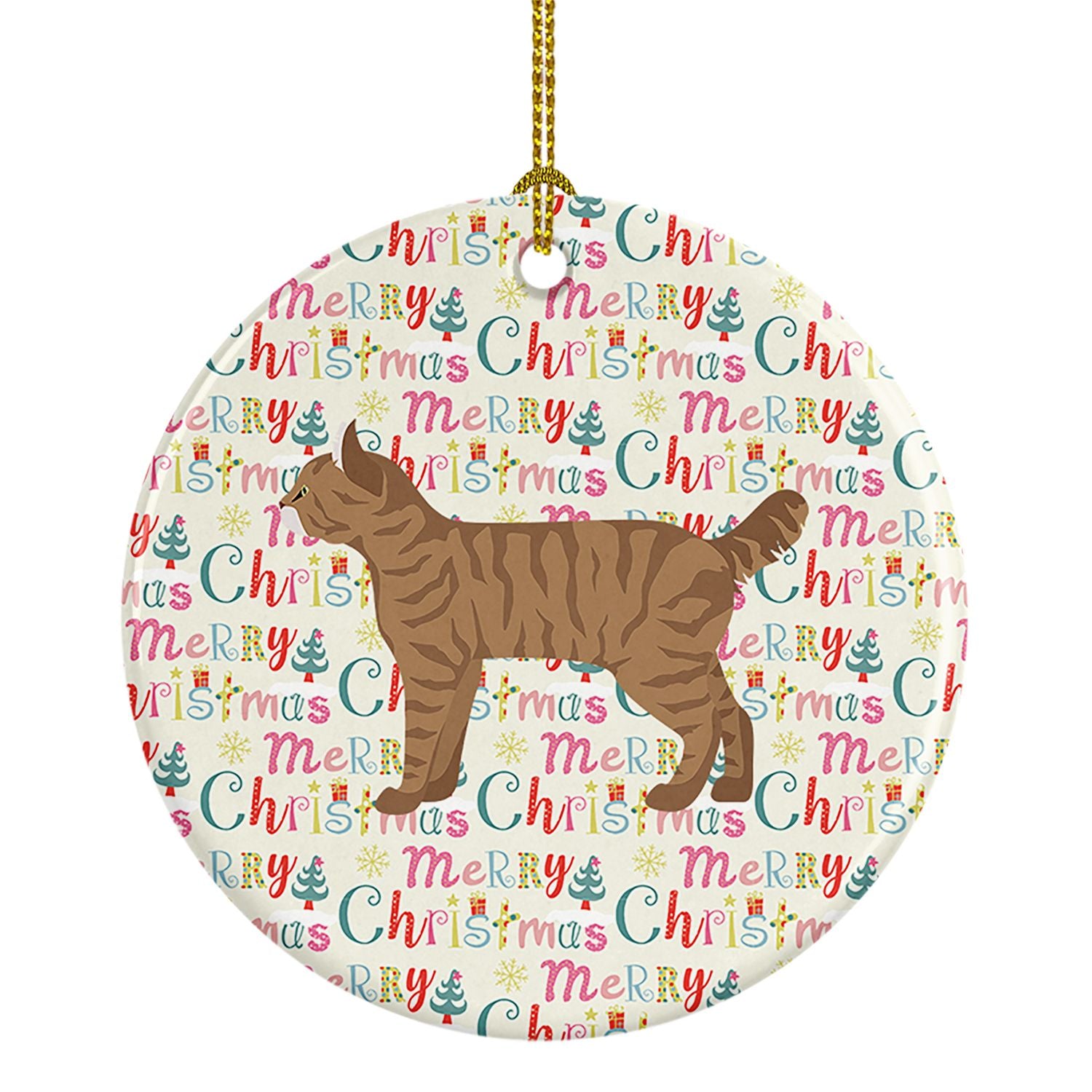 Highlander Lynx #1 Cat Christmas Ceramic Ornament Christmas Tree Hanging Decorations for Home Christmas Holiday, Party, Gift, 3 