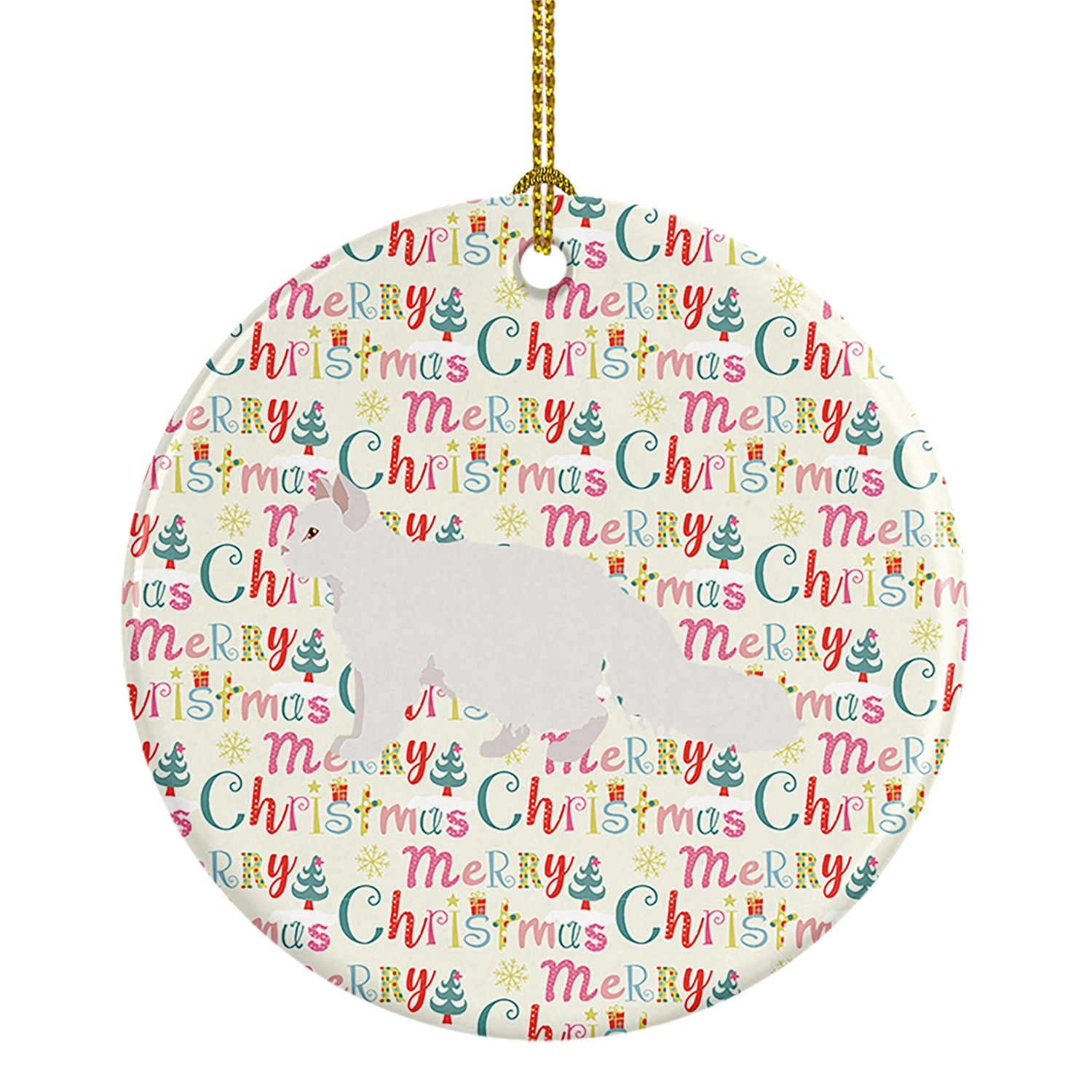 Oregon Rex #2 Cat Christmas Ceramic Ornament Christmas Tree Hanging Decorations for Home Christmas Holiday, Party, Gift, 3 in, M