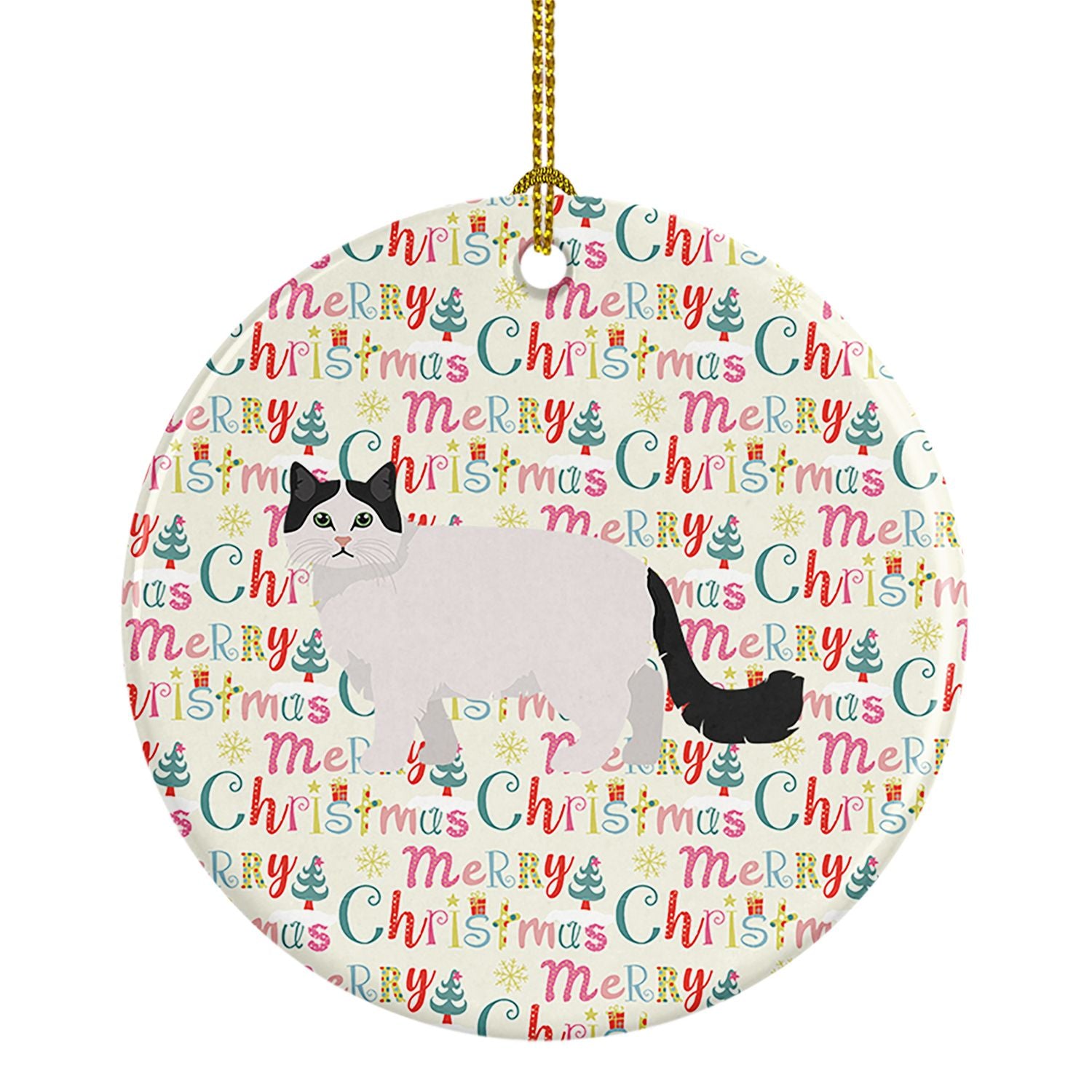 Ragamuffin #1 Cat Christmas Ceramic Ornament Christmas Tree Hanging Decorations for Home Christmas Holiday, Party, Gift, 3 in, M