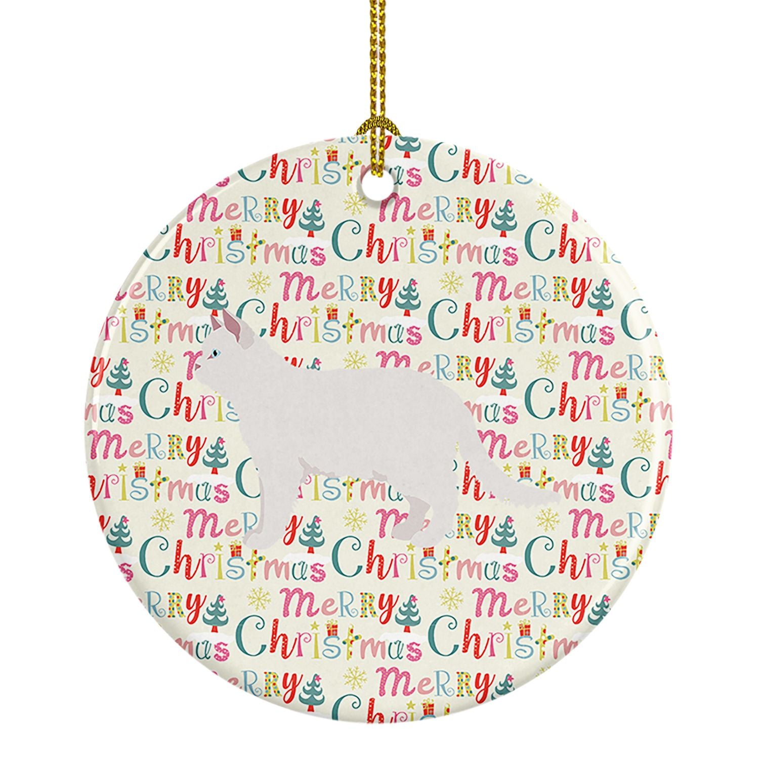 Poodle Cat #2 Cat Christmas Ceramic Ornament Christmas Tree Hanging Decorations for Home Christmas Holiday, Party, Gift, 3 in, M