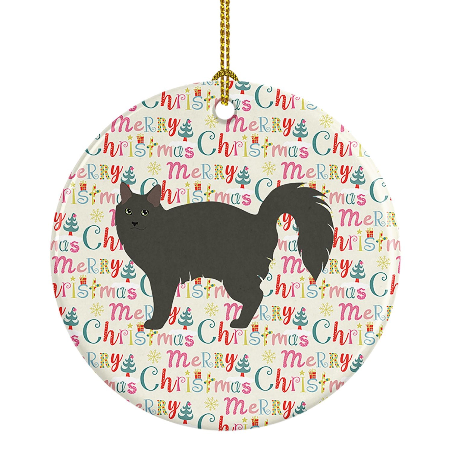 Nebelung #3 Cat Christmas Ceramic Ornament Christmas Tree Hanging Decorations for Home Christmas Holiday, Party, Gift, 3 in, Mul