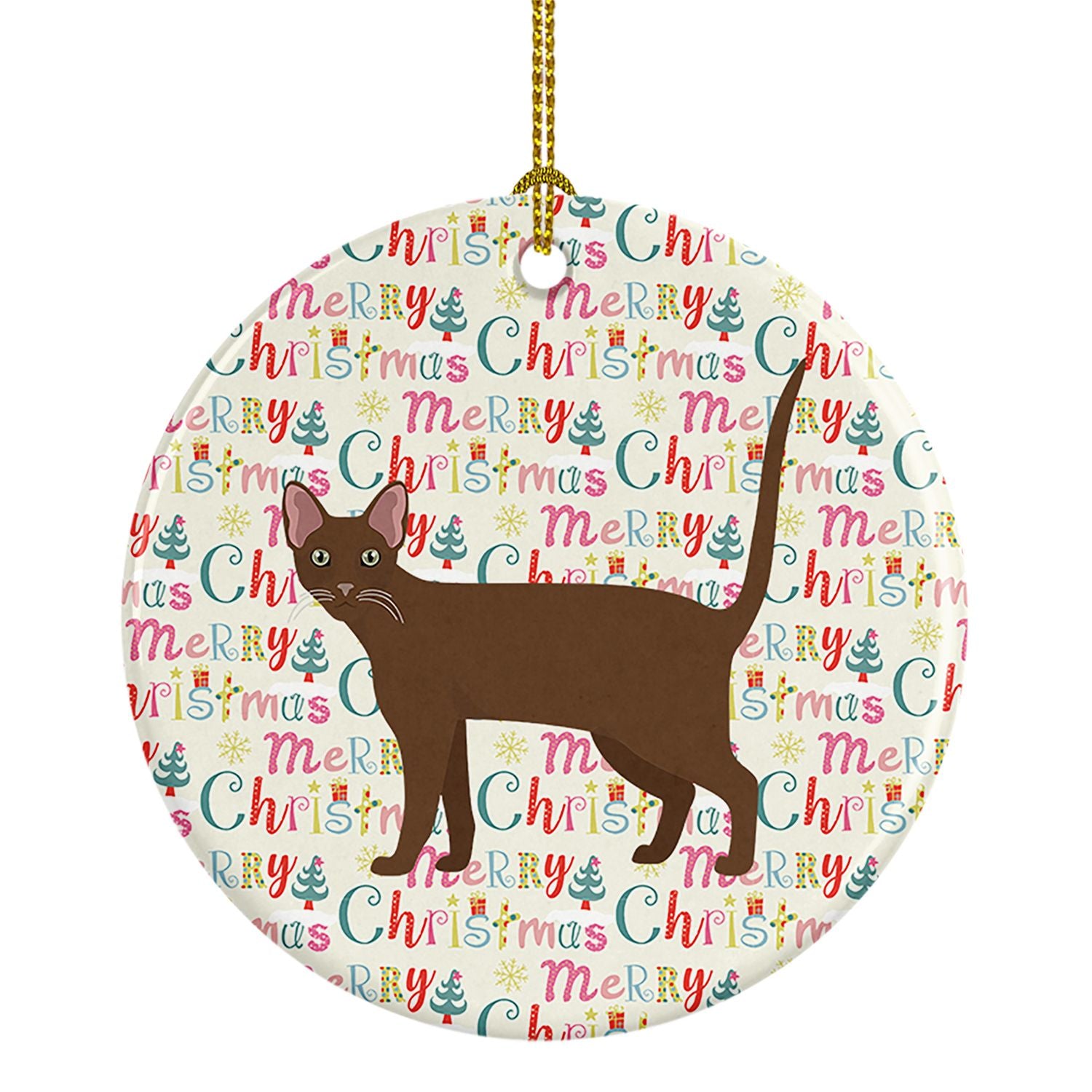 Havana Brown Cat Christmas Ceramic Ornament Christmas Tree Hanging Decorations for Home Christmas Holiday, Party, Gift, 3 in, Mu