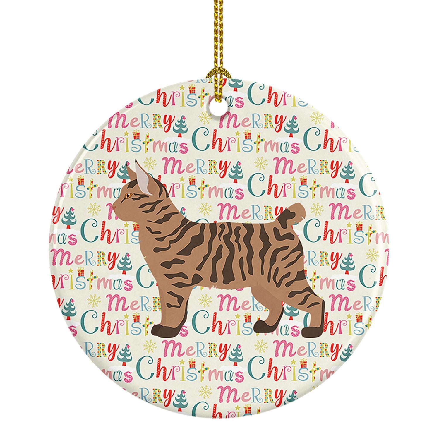Pixie Bob #2 Cat Christmas Ceramic Ornament Christmas Tree Hanging Decorations for Home Christmas Holiday, Party, Gift, 3 in, Mu