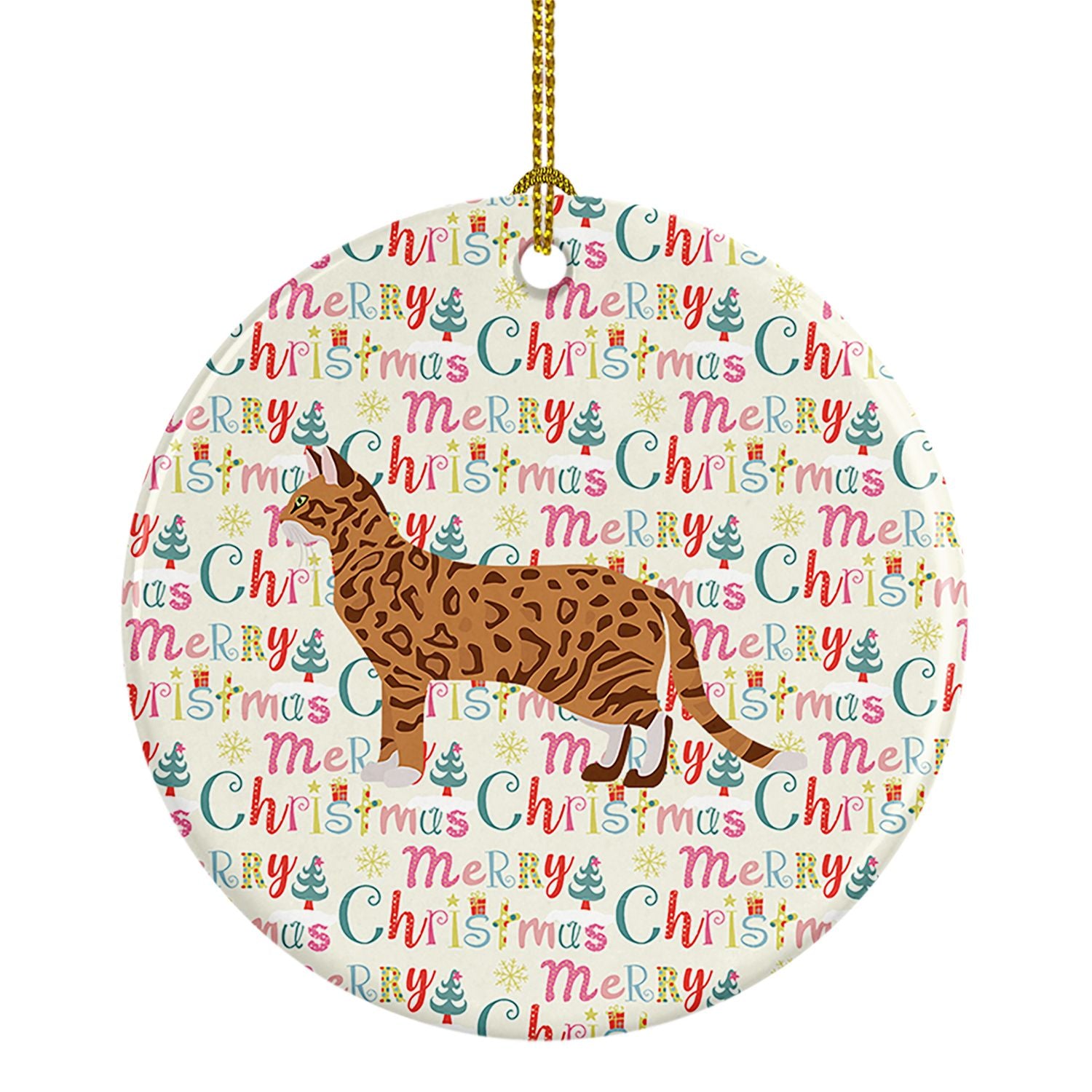 Cheetoh #3 Cat Christmas Ceramic Ornament Christmas Tree Hanging Decorations for Home Christmas Holiday, Party, Gift, 3 in, Mult