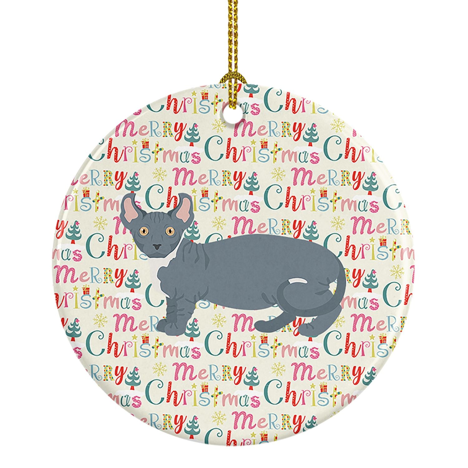Dwelf #2 Cat Christmas Ceramic Ornament Christmas Tree Hanging Decorations for Home Christmas Holiday, Party, Gift, 3 in, Multic
