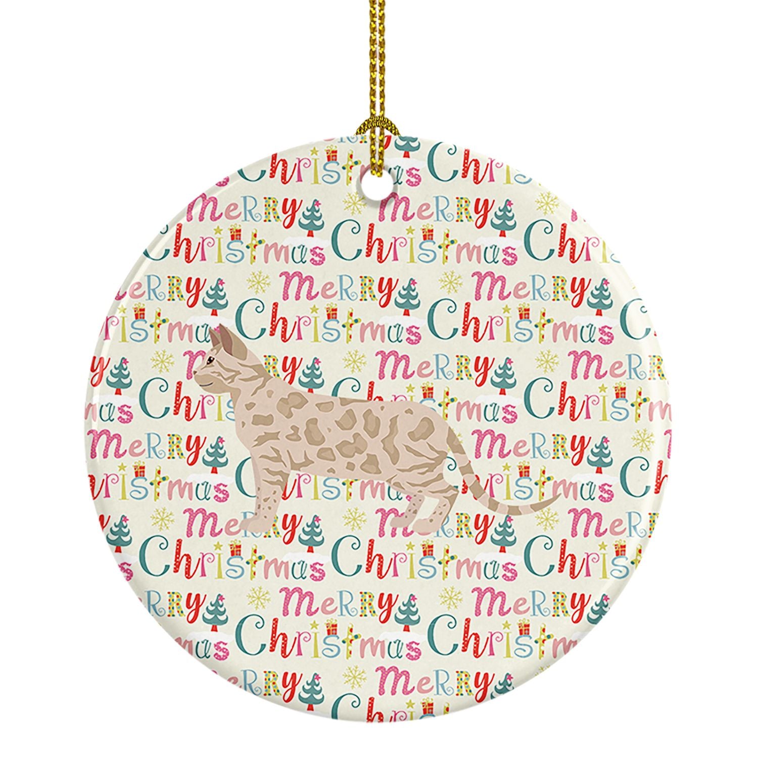 Bengal #1 Cat Christmas Ceramic Ornament Christmas Tree Hanging Decorations for Home Christmas Holiday, Party, Gift, 3 in, Multi