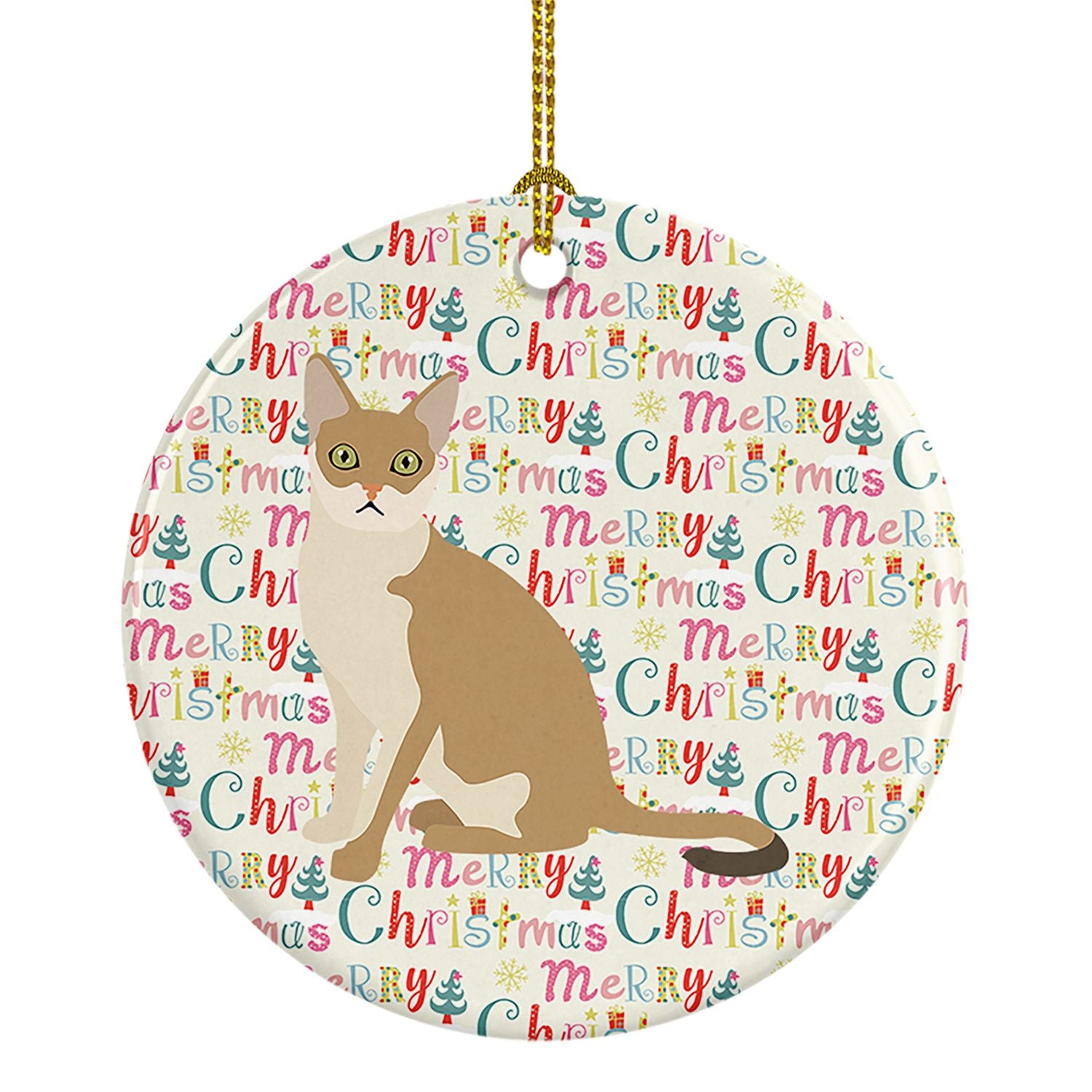 Singapura Cat Christmas Ceramic Ornament Christmas Tree Hanging Decorations for Home Christmas Holiday, Party, Gift, 3 in, Multi
