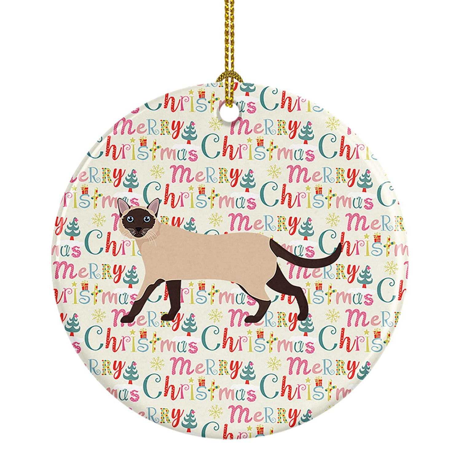 Siamese Traditional #2 Cat Christmas Ceramic Ornament Christmas Tree Hanging Decorations for Home Christmas Holiday, Party, Gift