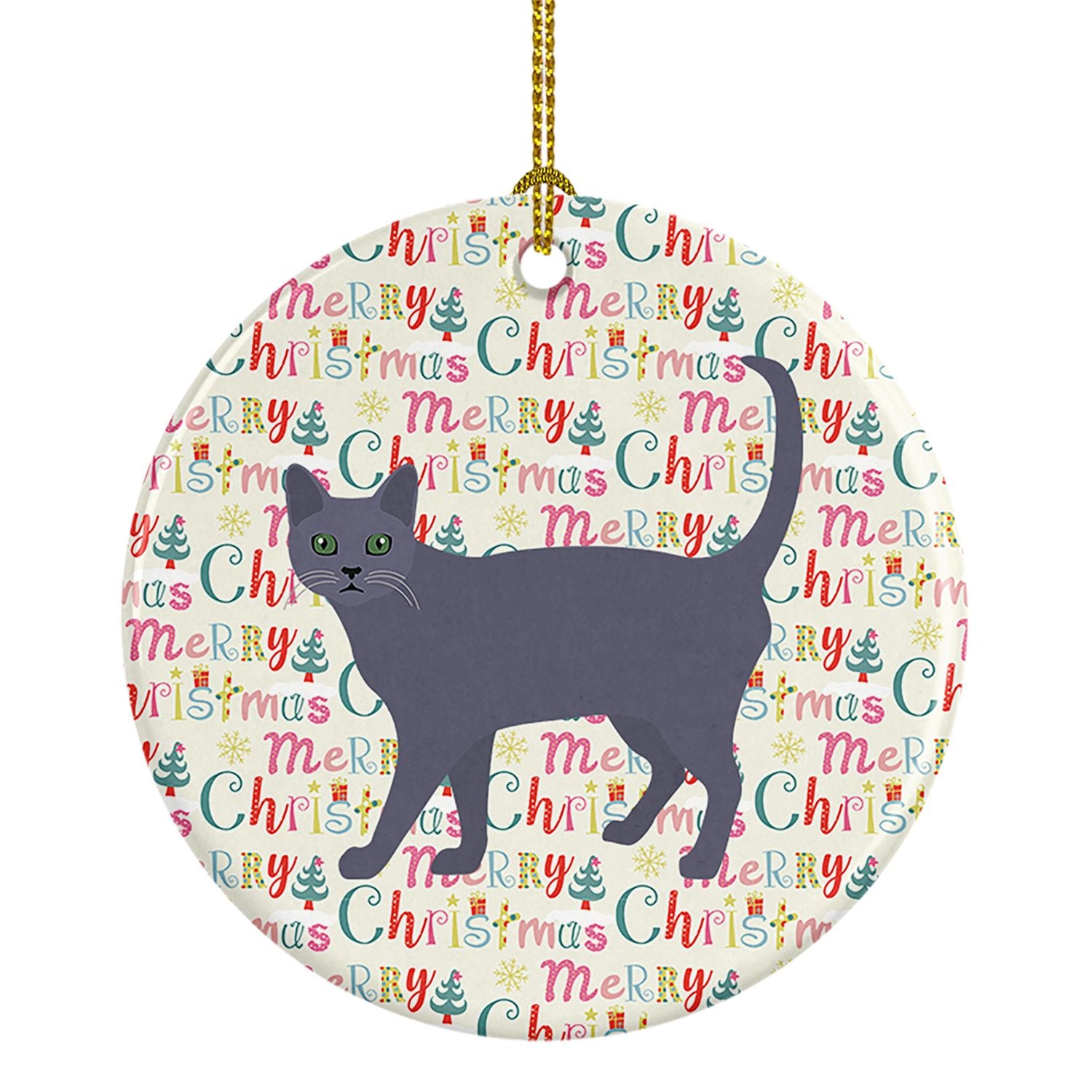 Korat #3 Cat Christmas Ceramic Ornament Christmas Tree Hanging Decorations for Home Christmas Holiday, Party, Gift, 3 in, Multic