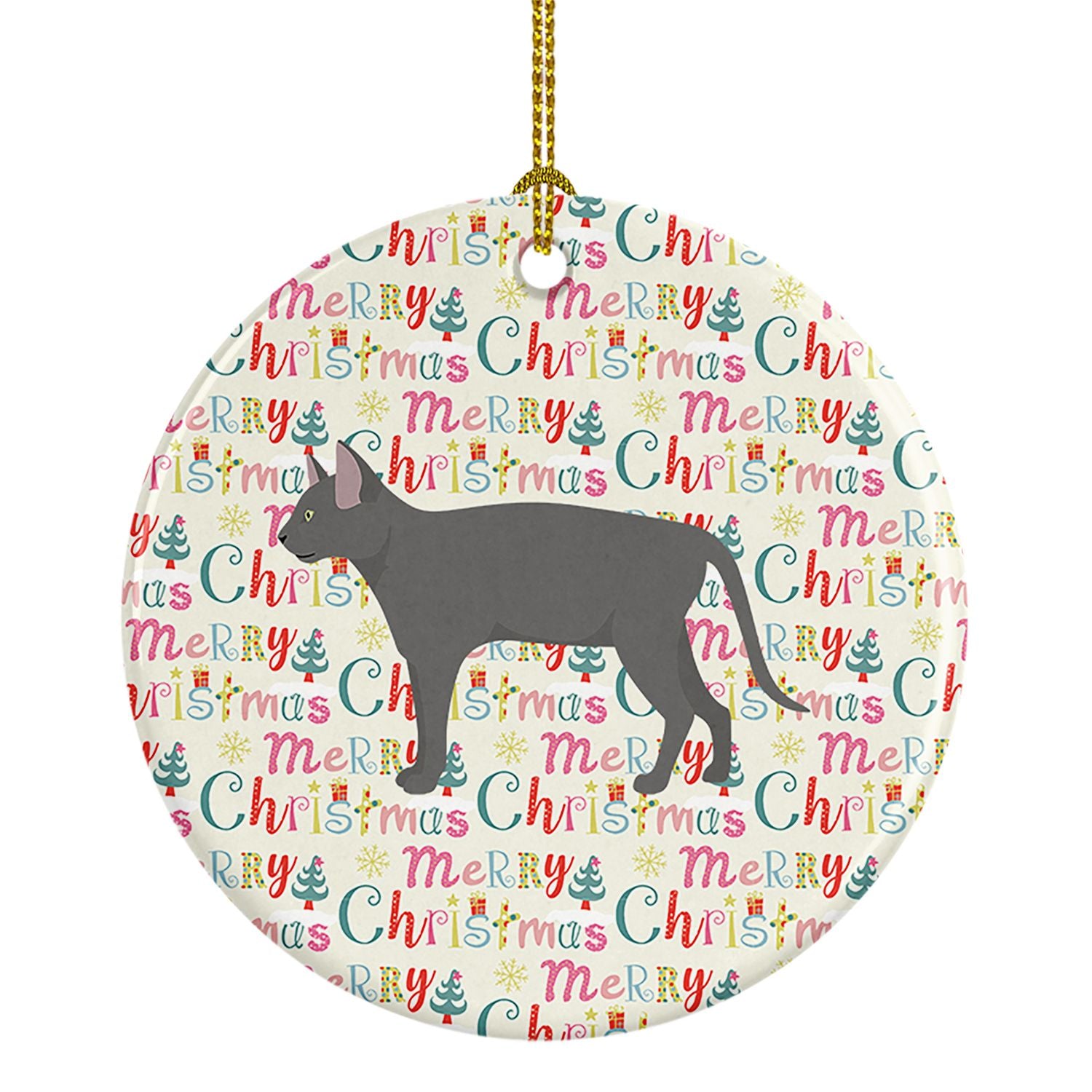Russian Blue #2 Cat Christmas Ceramic Ornament Christmas Tree Hanging Decorations for Home Christmas Holiday, Party, Gift, 3 in,