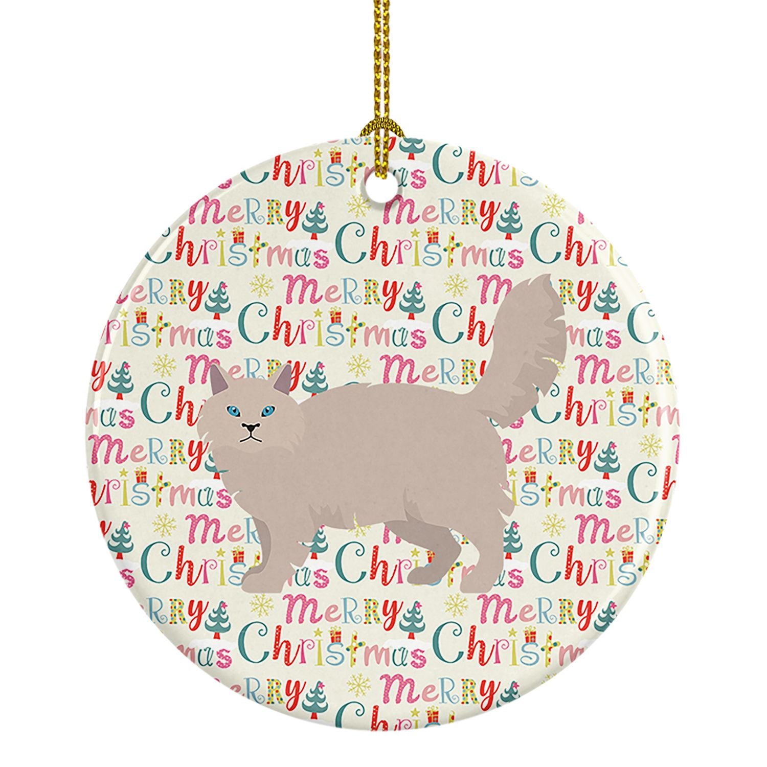 Siberian Forest #2 Cat Christmas Ceramic Ornament Christmas Tree Hanging Decorations for Home Christmas Holiday, Party, Gift, 3 
