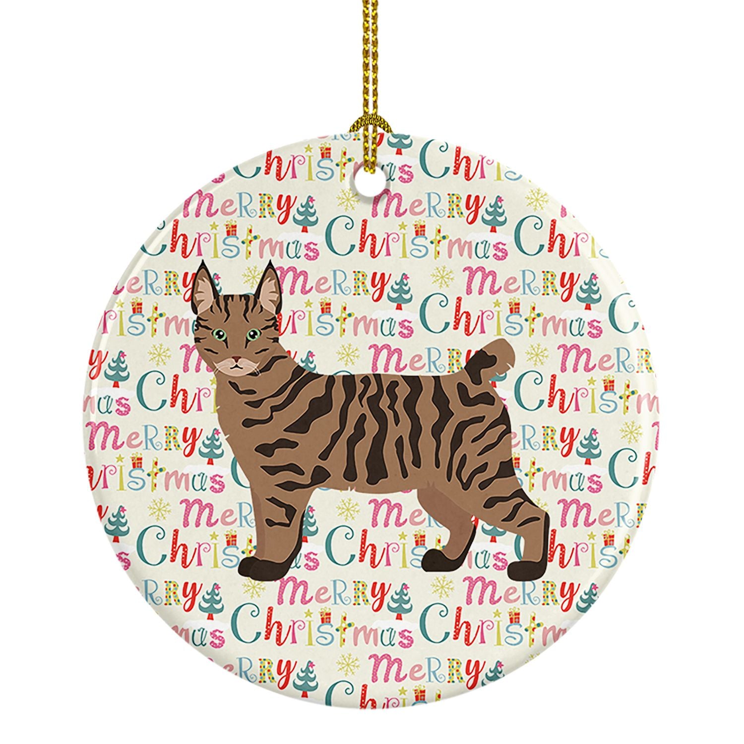 Pixie Bob #1 Cat Christmas Ceramic Ornament Christmas Tree Hanging Decorations for Home Christmas Holiday, Party, Gift, 3 in, Mu