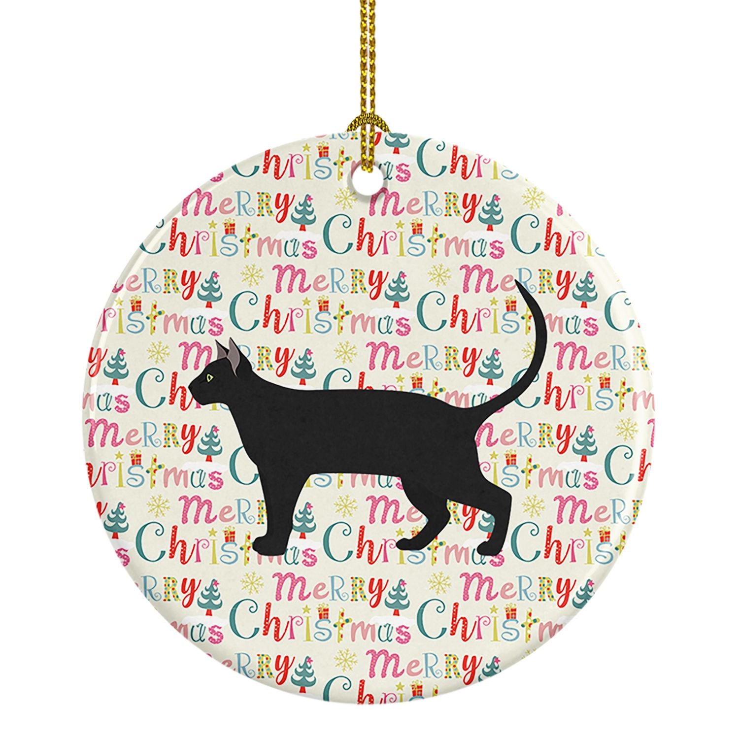 Pantherette Cat Christmas Ceramic Ornament Christmas Tree Hanging Decorations for Home Christmas Holiday, Party, Gift, 3 in, Mul