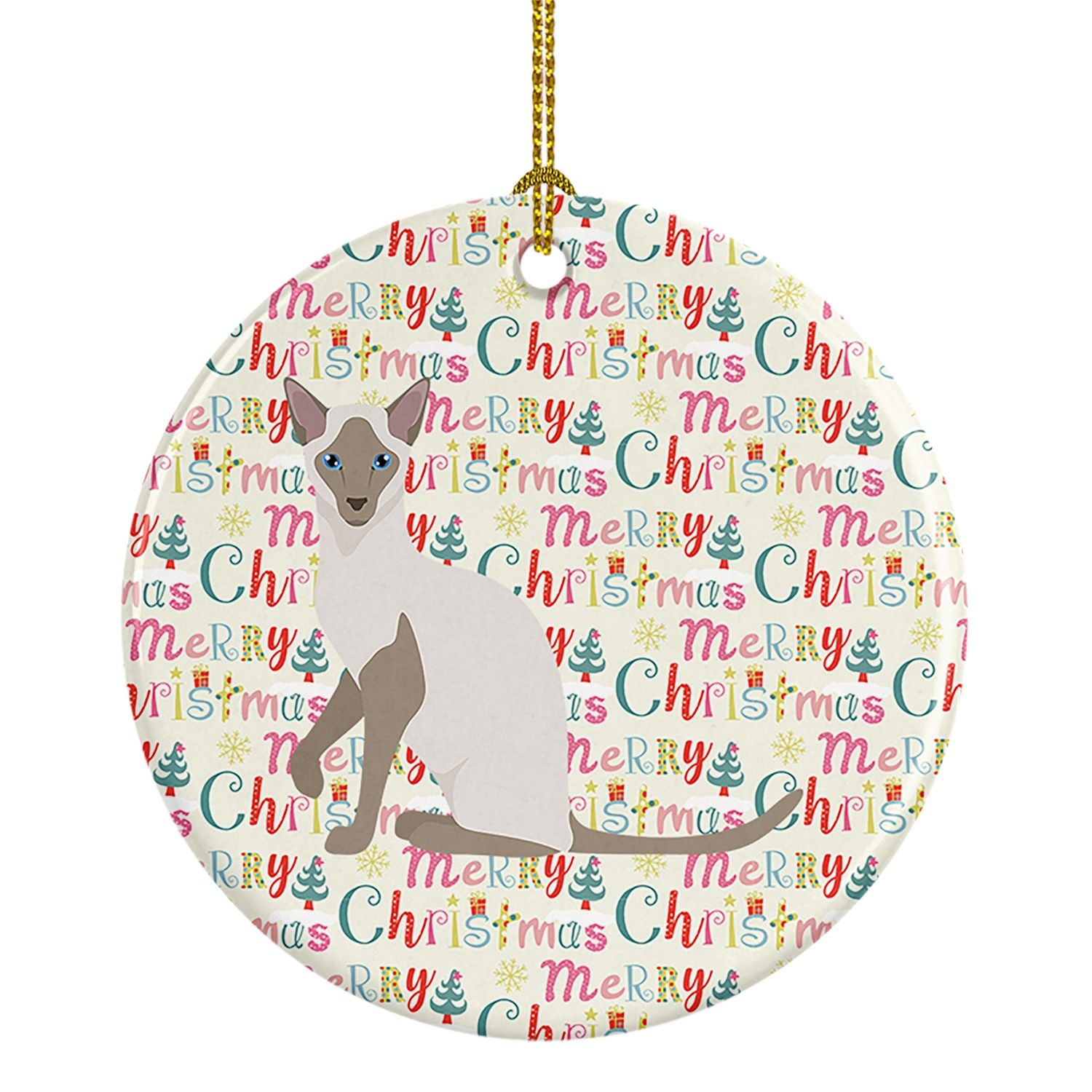 Siamese Modern Cat Christmas Ceramic Ornament Christmas Tree Hanging Decorations for Home Christmas Holiday, Party, Gift, 3 in, 