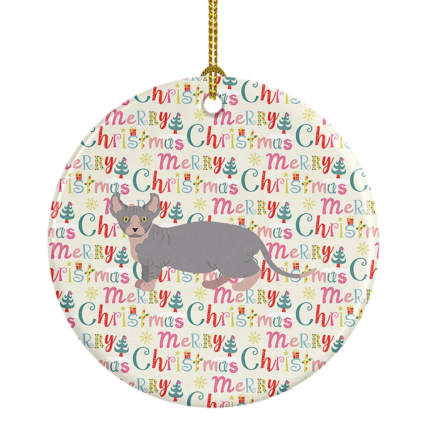 Dwelf #4 Cat Christmas Ceramic Ornament Christmas Tree Hanging Decorations for Home Christmas Holiday, Party, Gift, 3 in, Multic