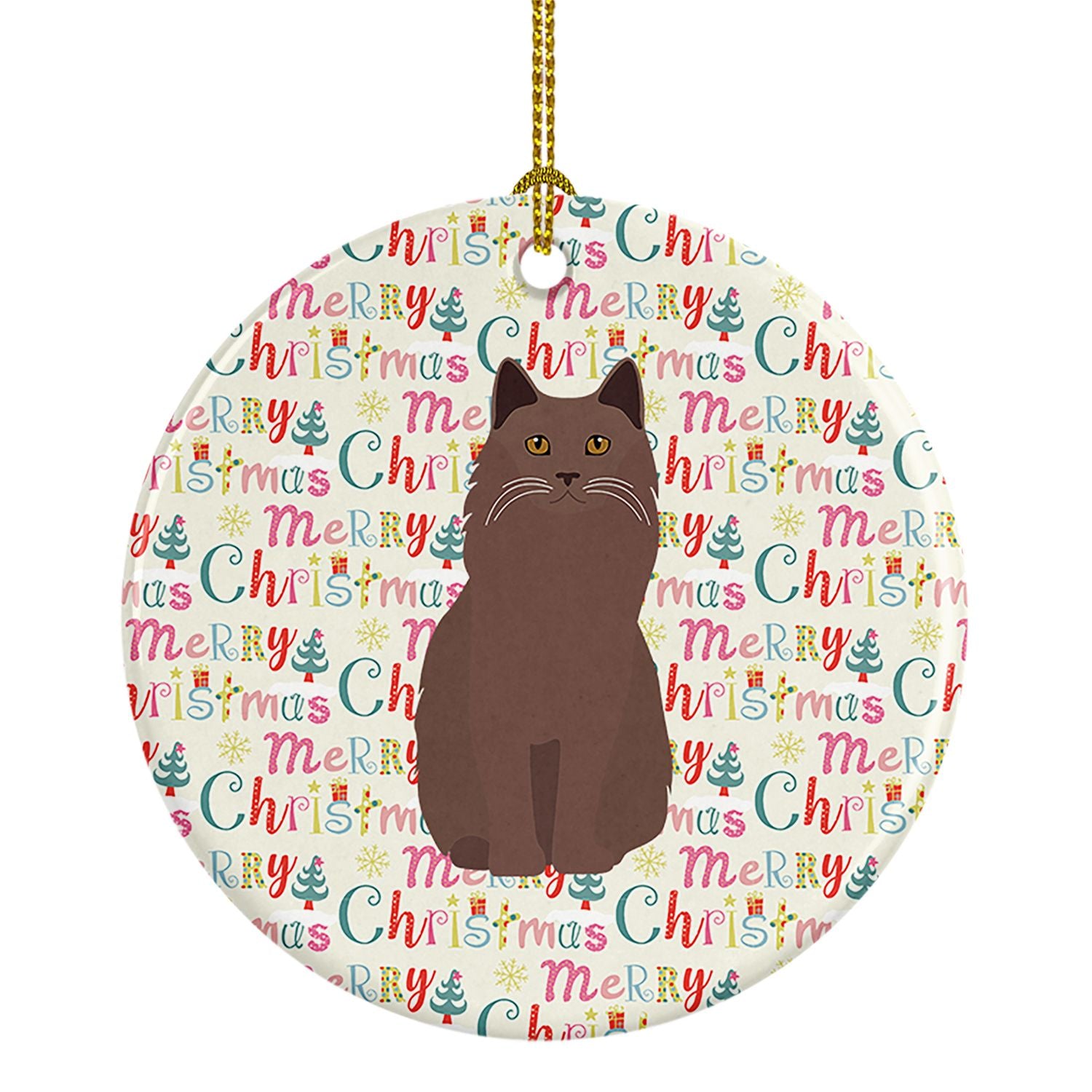 York Chocolate Cat Christmas Ceramic Ornament Christmas Tree Hanging Decorations for Home Christmas Holiday, Party, Gift, 3 in, 
