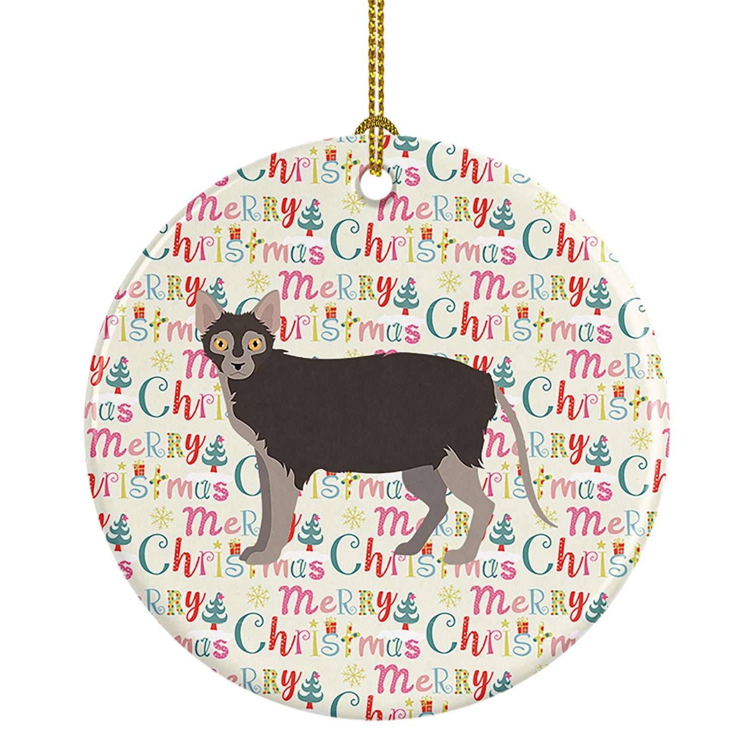 Lykoi #1 Cat Christmas Ceramic Ornament Christmas Tree Hanging Decorations for Home Christmas Holiday, Party, Gift, 3 in, Multic