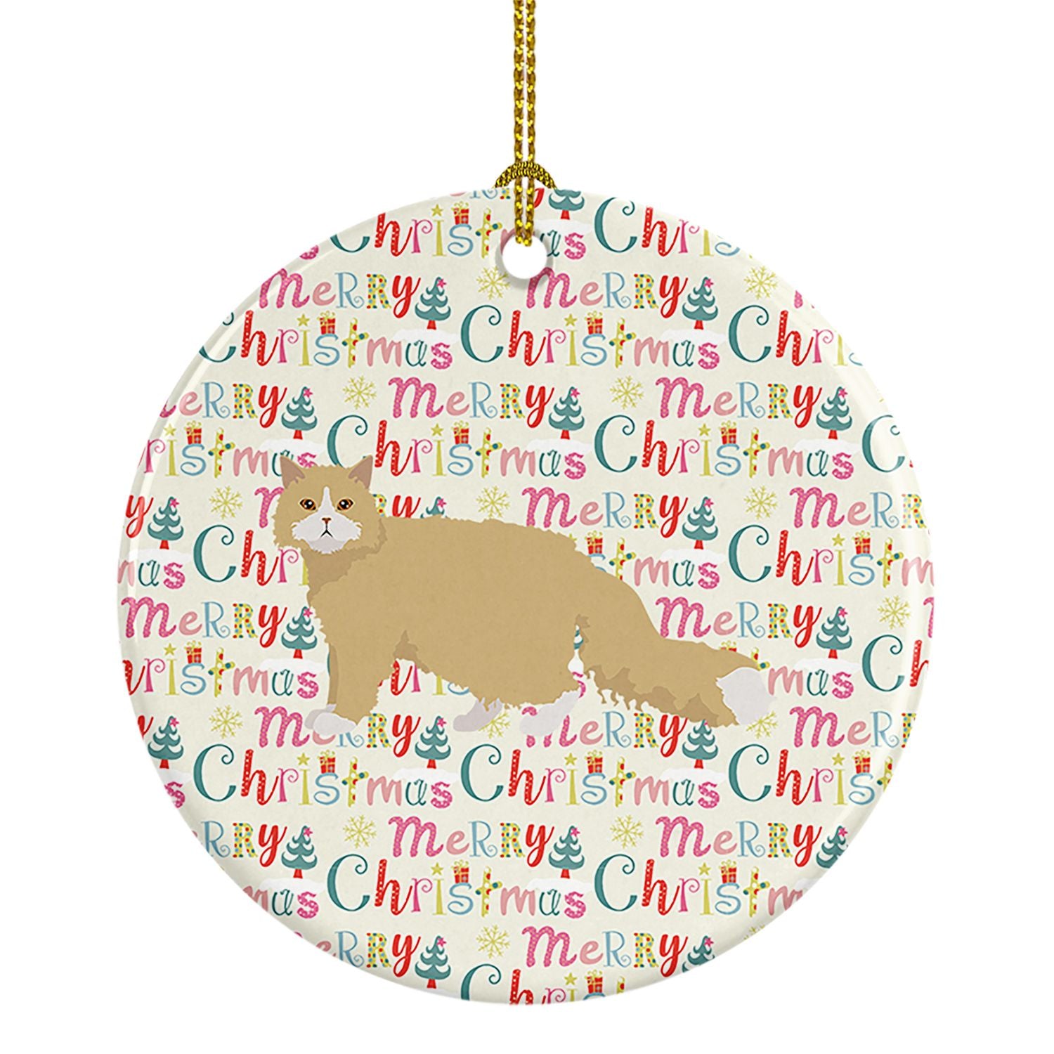 Oregon Rex Cat Christmas Ceramic Ornament Christmas Tree Hanging Decorations for Home Christmas Holiday, Party, Gift, 3 in, Mult
