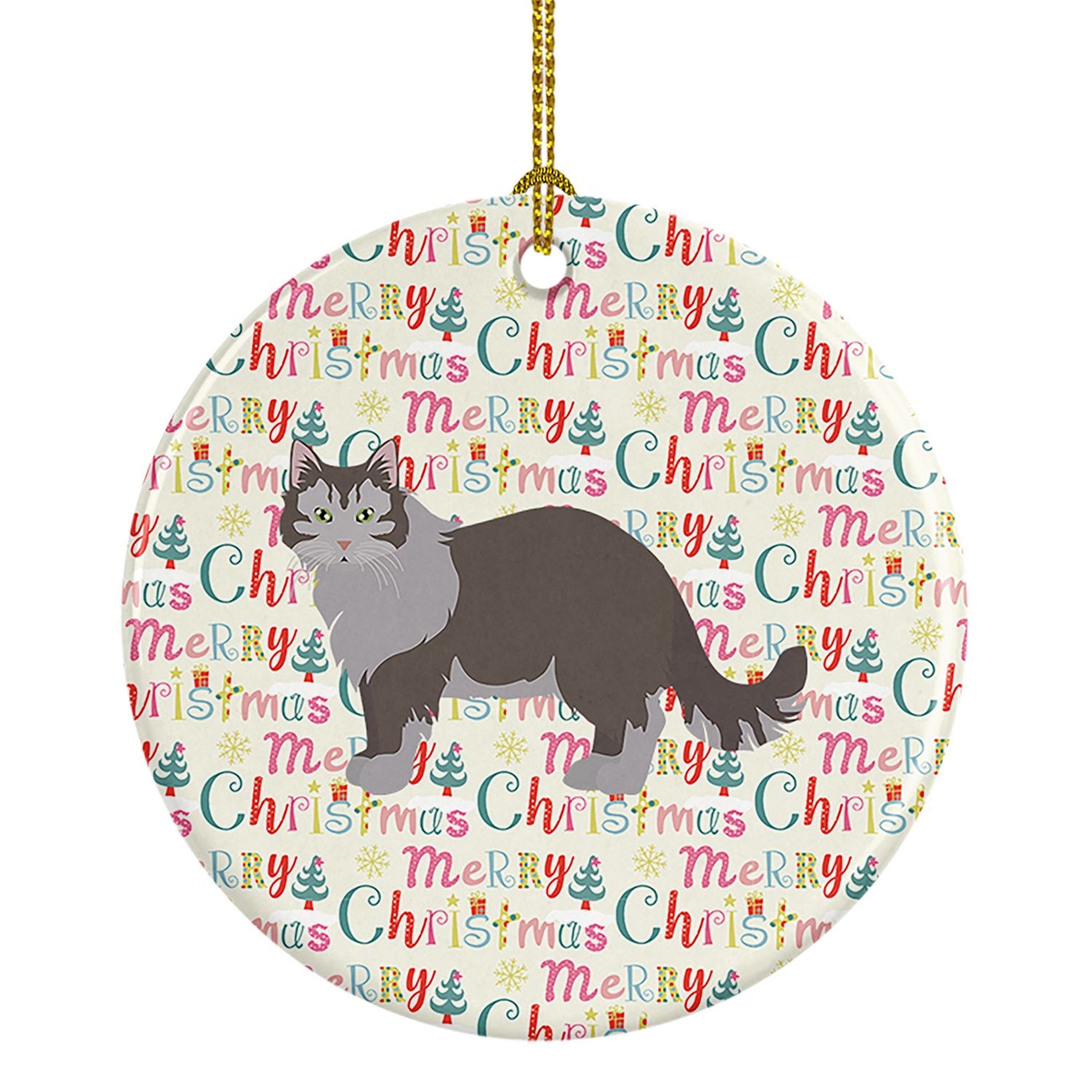 Siberian Forest #1 Cat Christmas Ceramic Ornament Christmas Tree Hanging Decorations for Home Christmas Holiday, Party, Gift, 3 
