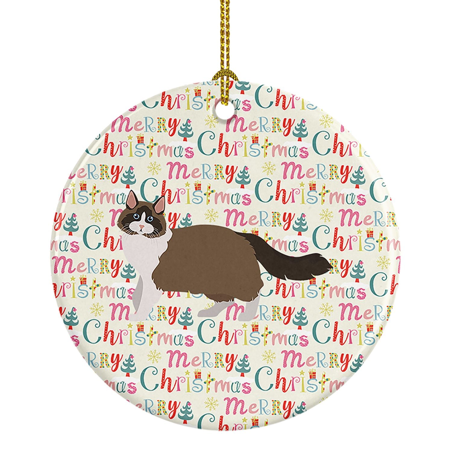 Ragdoll #1 Cat Christmas Ceramic Ornament Christmas Tree Hanging Decorations for Home Christmas Holiday, Party, Gift, 3 in, Mult