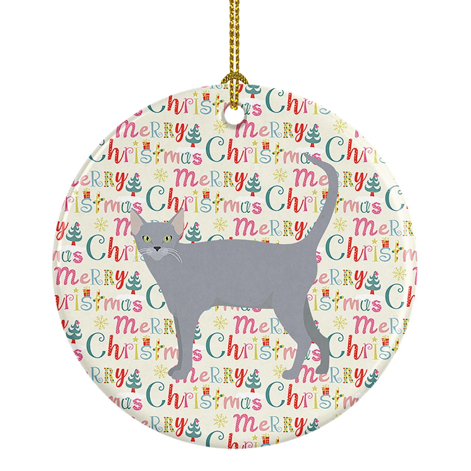 Russian Blue #1 Cat Christmas Ceramic Ornament Christmas Tree Hanging Decorations for Home Christmas Holiday, Party, Gift, 3 in,
