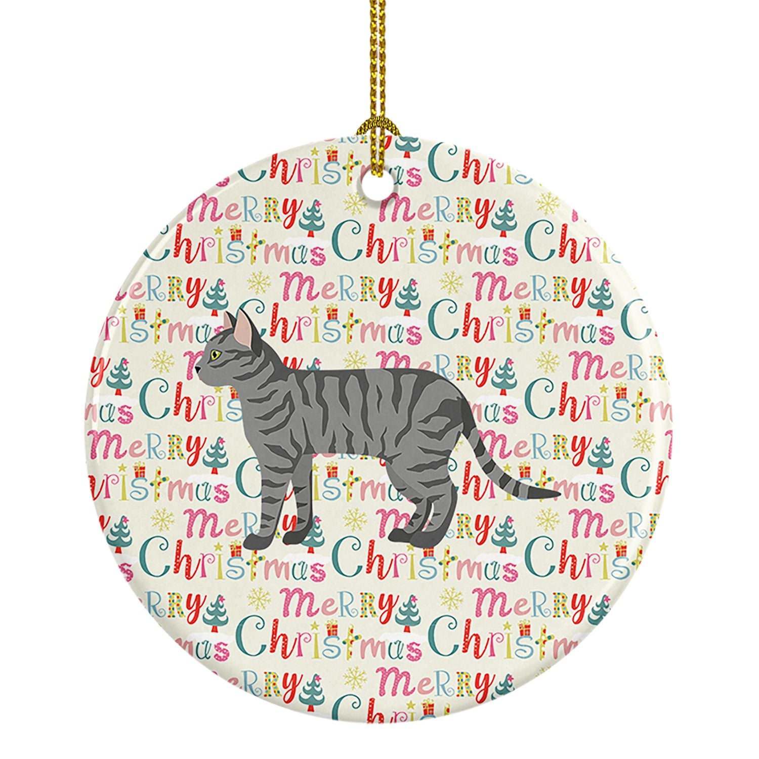 Dragon Li #3 Cat Christmas Ceramic Ornament Christmas Tree Hanging Decorations for Home Christmas Holiday, Party, Gift, 3 in, Mu
