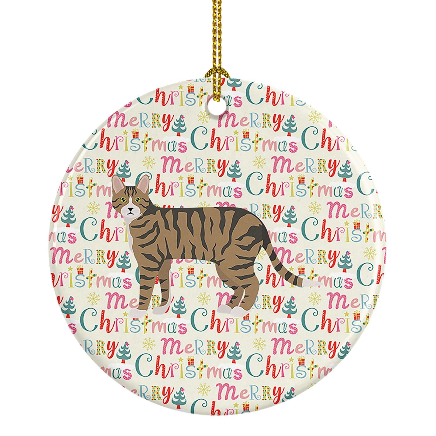 Dragon Li #2 Cat Christmas Ceramic Ornament Christmas Tree Hanging Decorations for Home Christmas Holiday, Party, Gift, 3 in, Mu