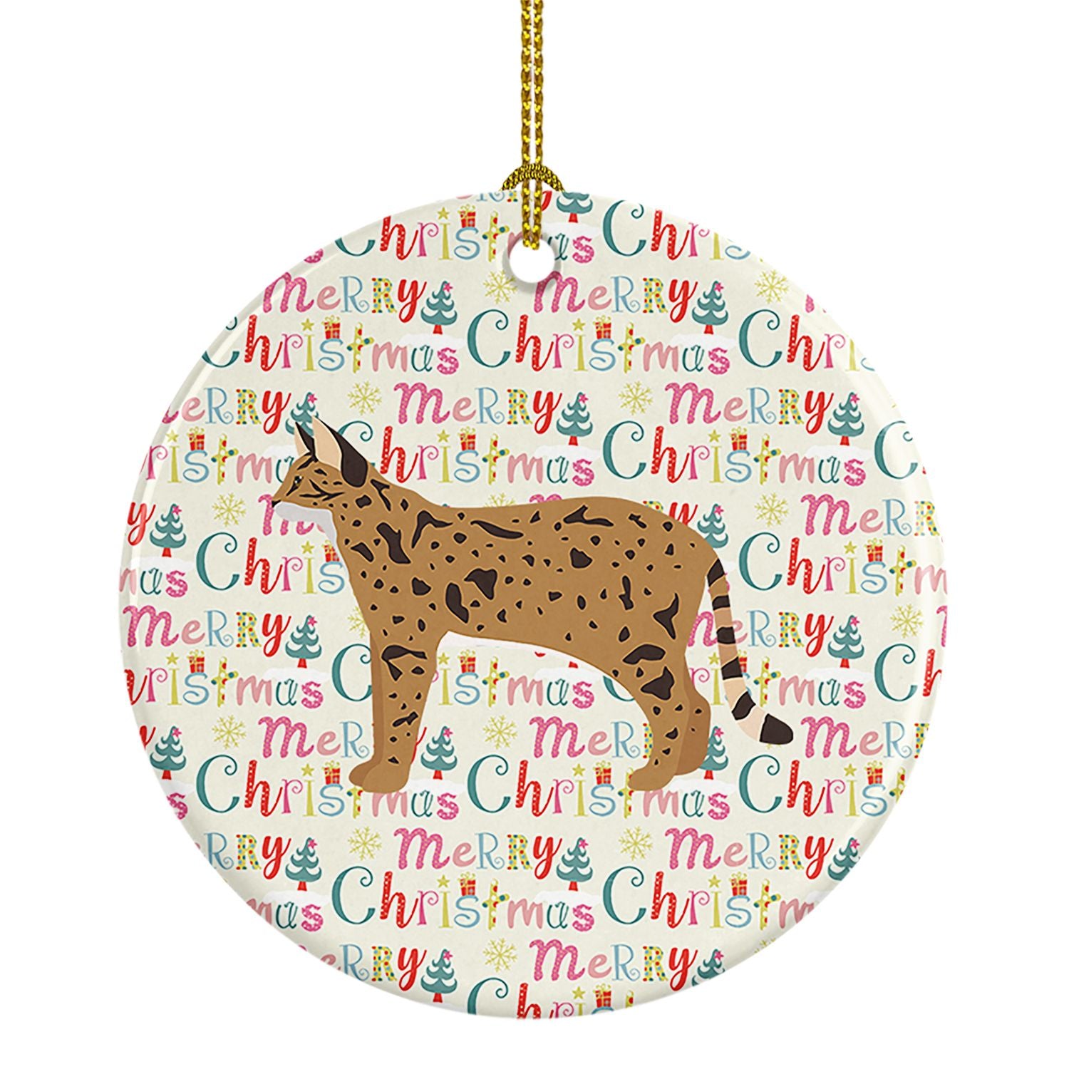 Savannah #2 Cat Christmas Ceramic Ornament Christmas Tree Hanging Decorations for Home Christmas Holiday, Party, Gift, 3 in, Mul