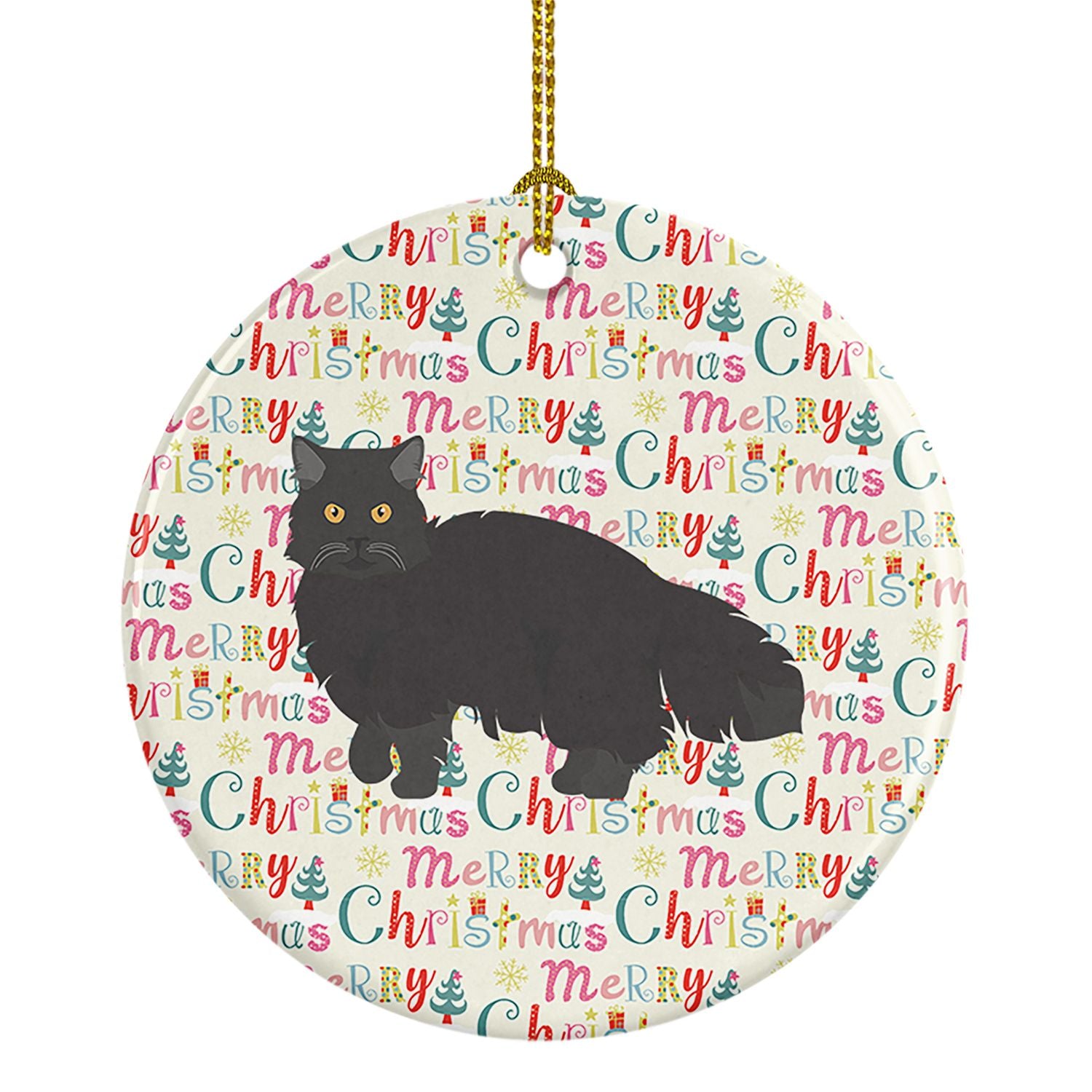 Black Persian Traditional Cat Christmas Ceramic Ornament Christmas Tree Hanging Decorations for Home Christmas Holiday, Party, G