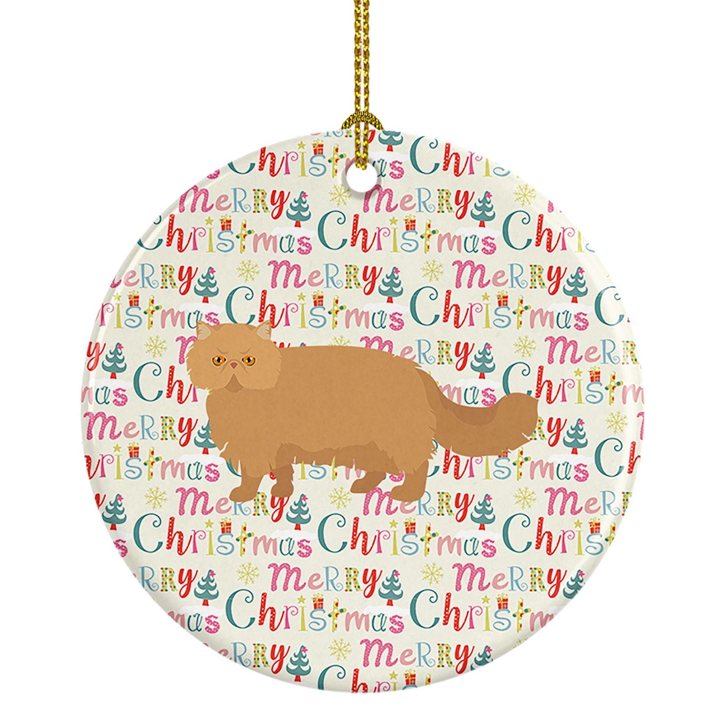 Persian Modern Cat Christmas Ceramic Ornament Christmas Tree Hanging Decorations for Home Christmas Holiday, Party, Gift, 3 in, 