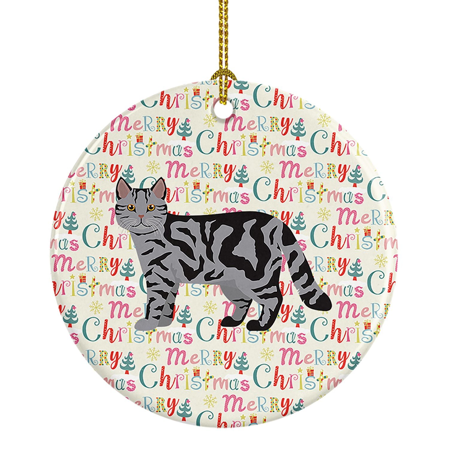 Scottish Straight Cat Christmas Ceramic Ornament Christmas Tree Hanging Decorations for Home Christmas Holiday, Party, Gift, 3 i