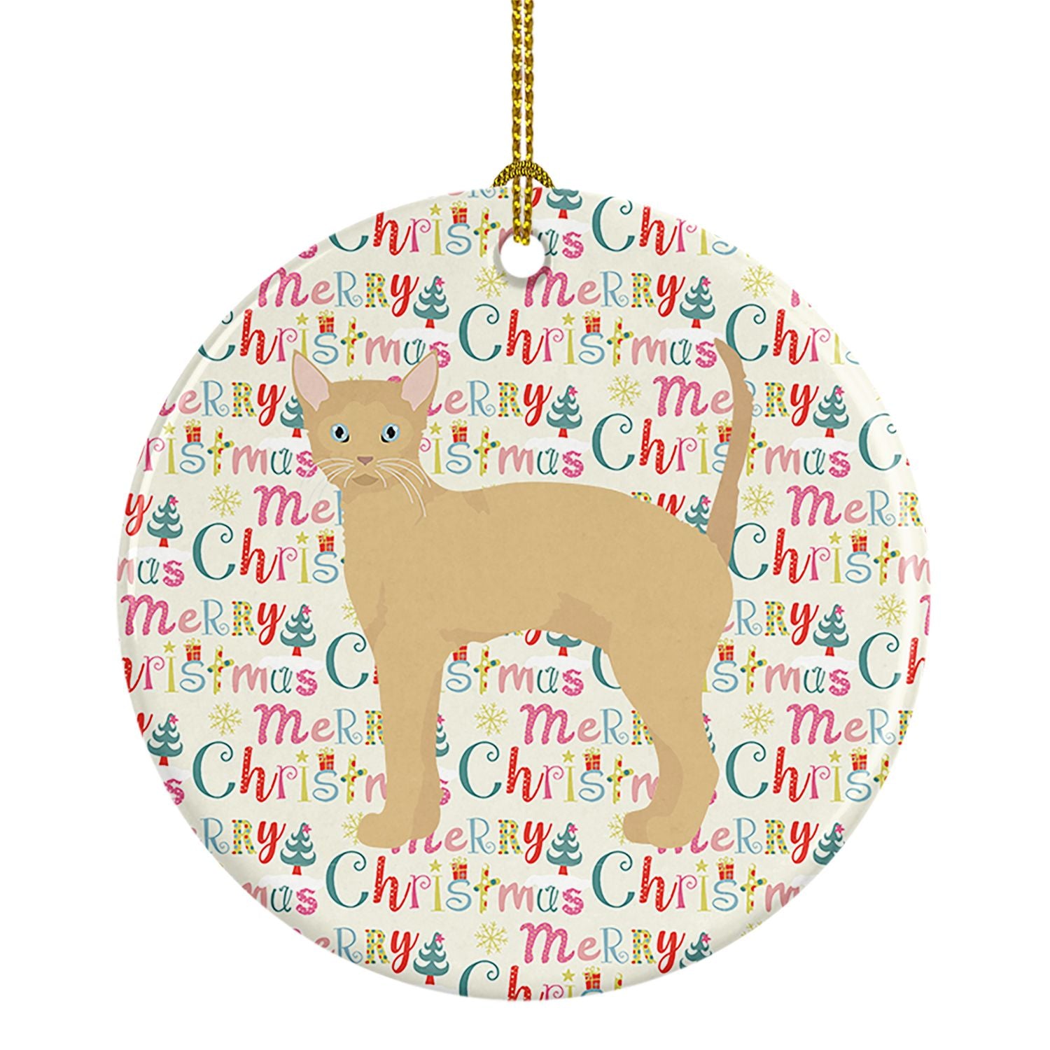 German Rex #2 Cat Christmas Ceramic Ornament Christmas Tree Hanging Decorations for Home Christmas Holiday, Party, Gift, 3 in, M
