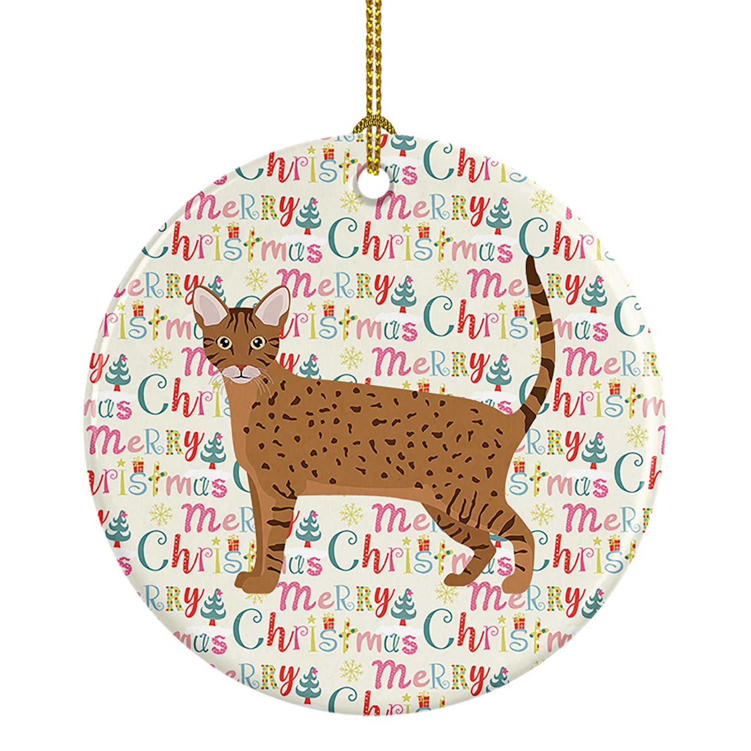 Ocicat Cat Christmas Ceramic Ornament Christmas Tree Hanging Decorations for Home Christmas Holiday, Party, Gift, 3 in, Multicol