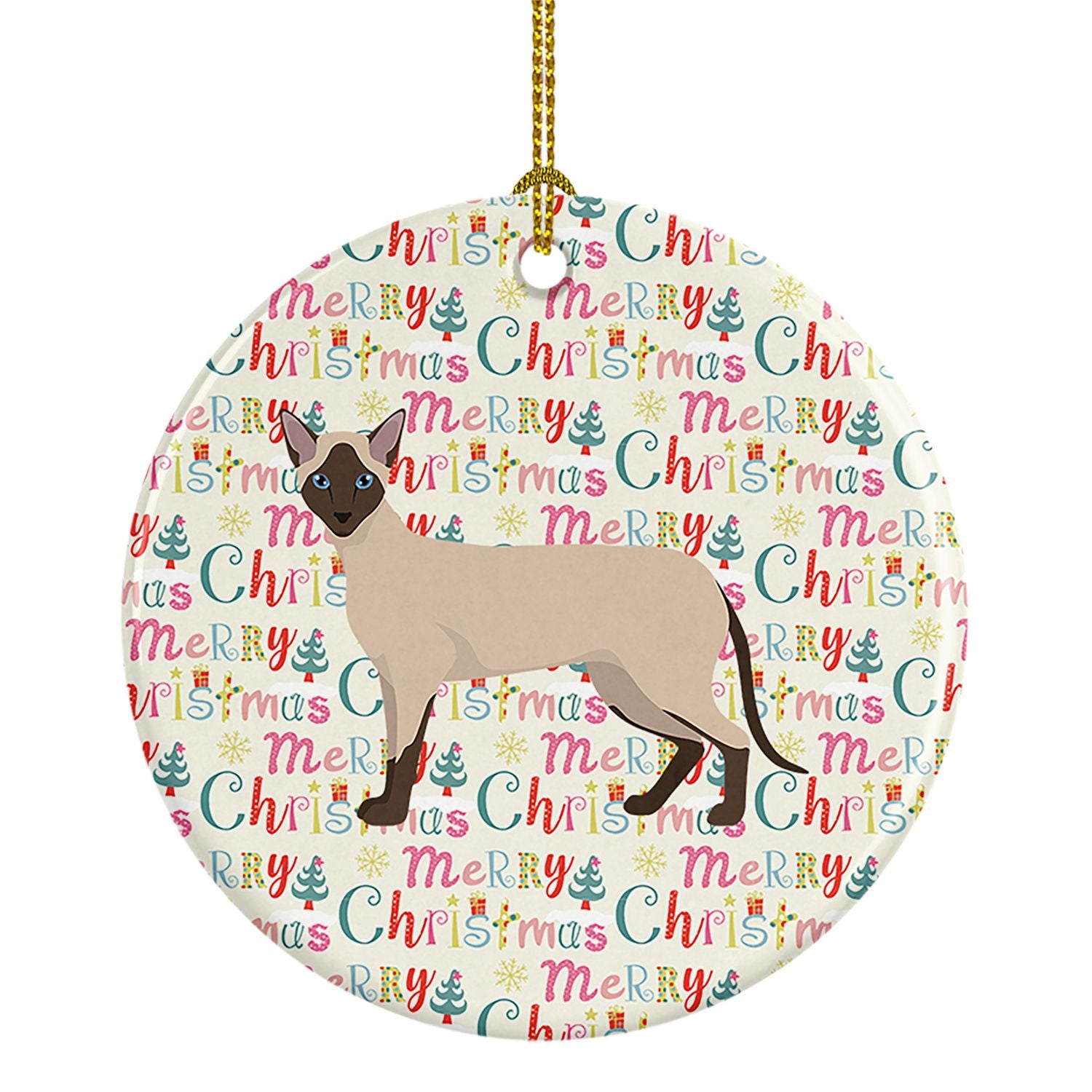 Siamese Modern #2 Cat Christmas Ceramic Ornament Christmas Tree Hanging Decorations for Home Christmas Holiday, Party, Gift, 3 i