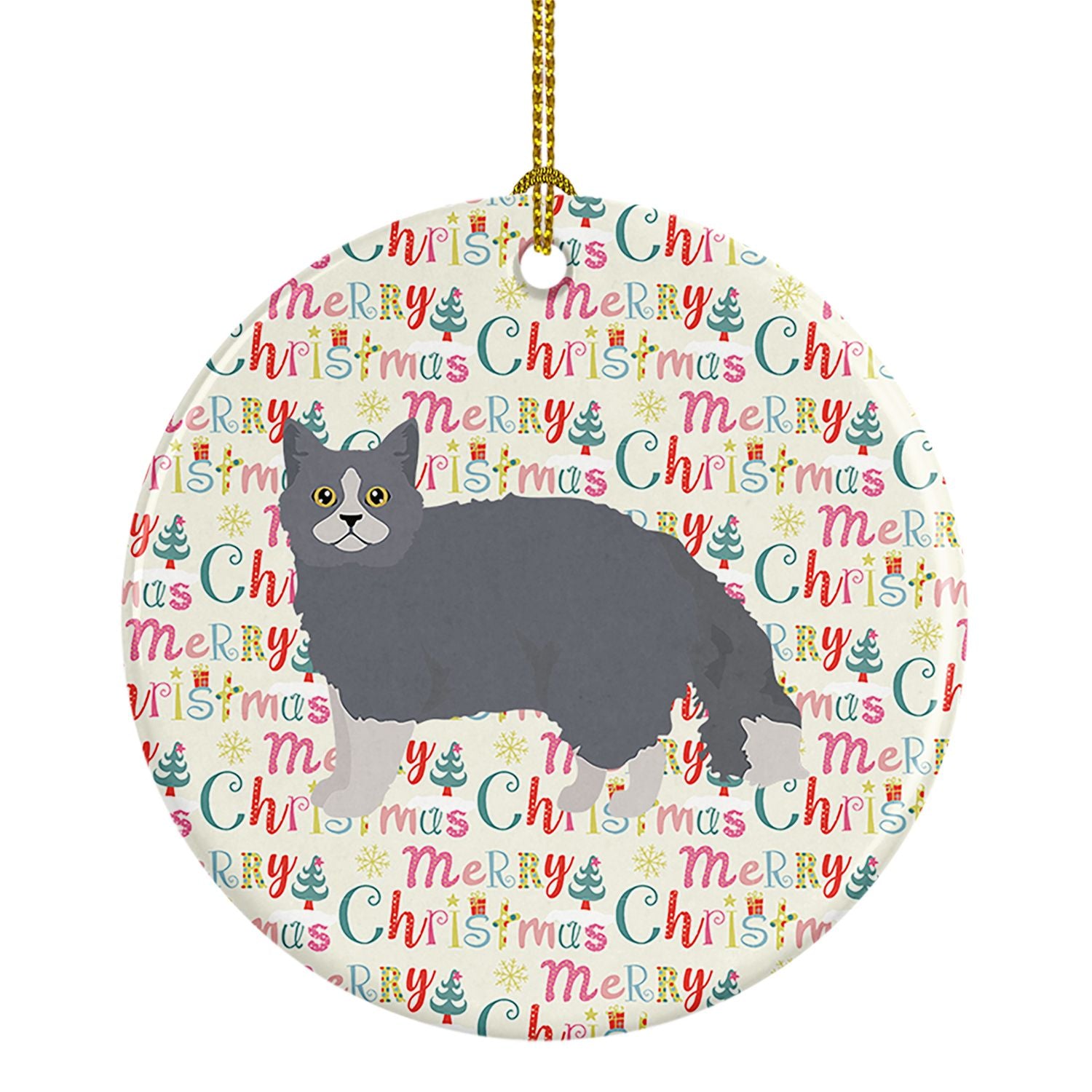 Selkirk Rex #1 Cat Christmas Ceramic Ornament Christmas Tree Hanging Decorations for Home Christmas Holiday, Party, Gift, 3 in, 