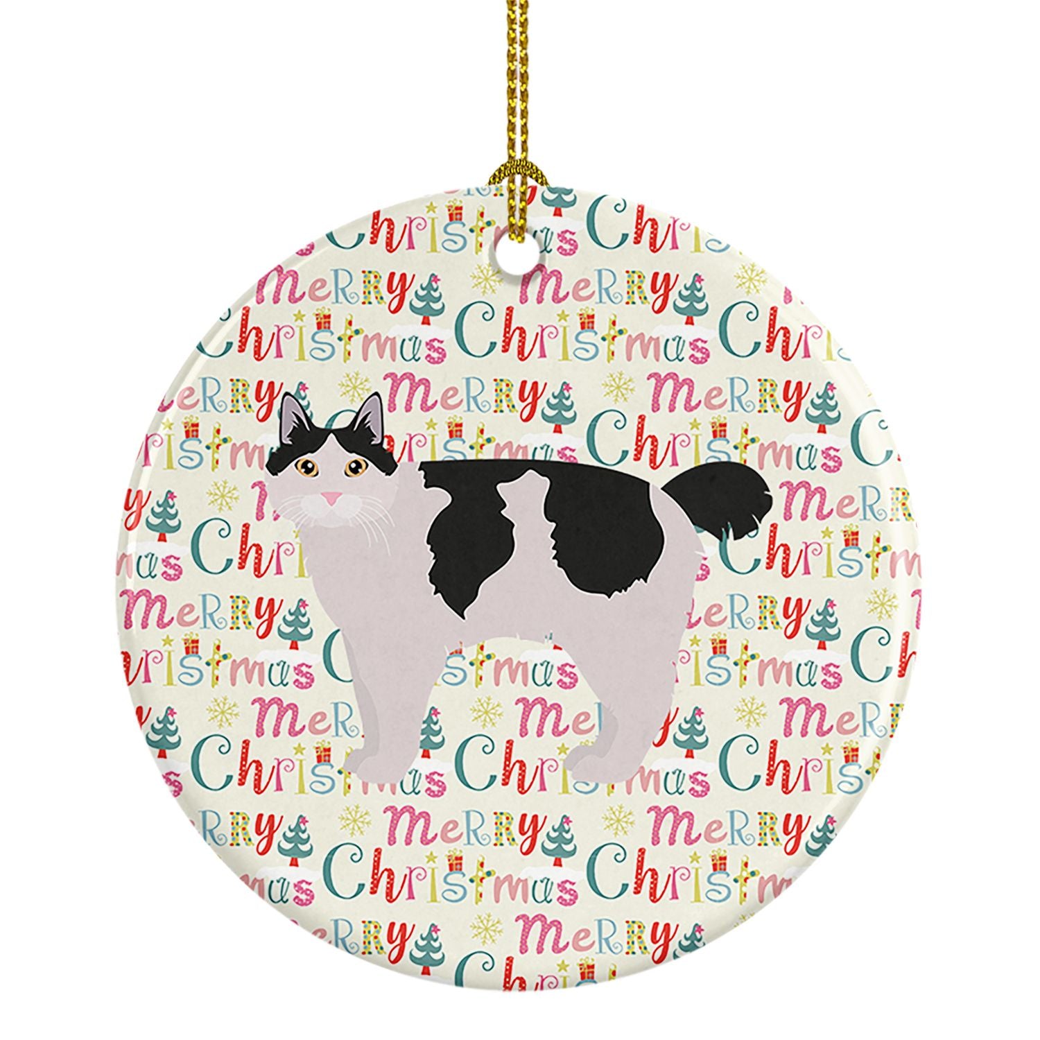 Kurilian Bobtail #2 Cat Christmas Ceramic Ornament Christmas Tree Hanging Decorations for Home Christmas Holiday, Party, Gift, 3