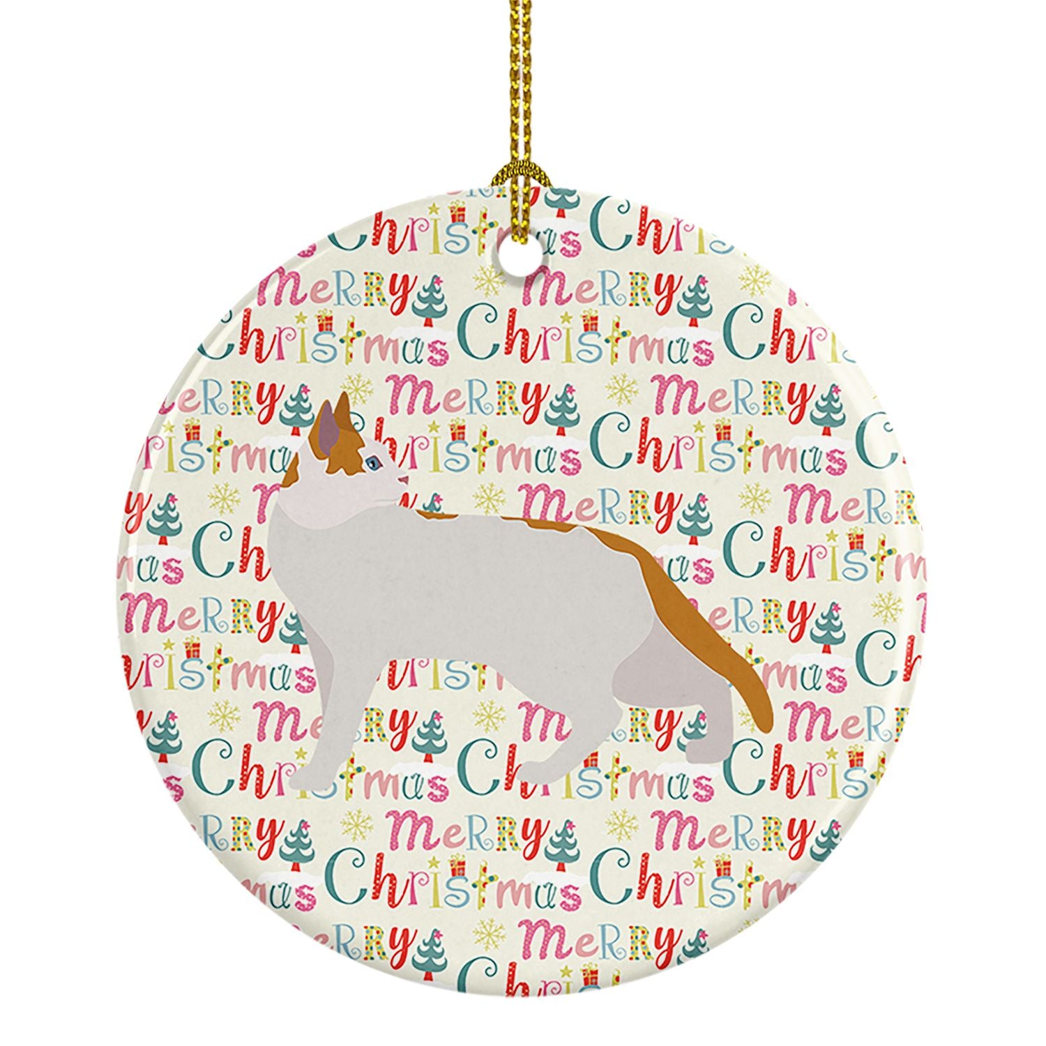 Arabian Mau Cat Christmas Ceramic Ornament Christmas Tree Hanging Decorations for Home Christmas Holiday, Party, Gift, 3 in, Mul