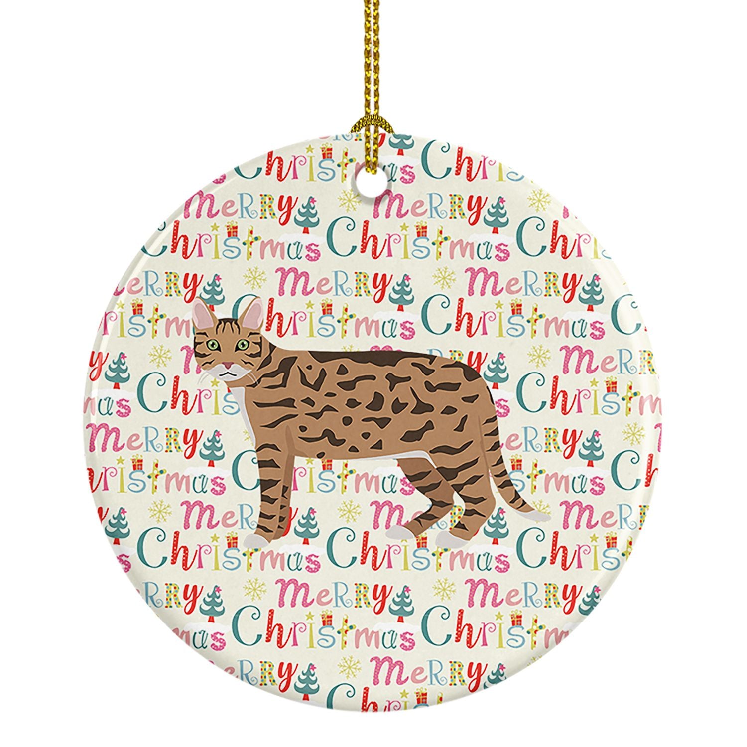 California Spangled #2 Cat Christmas Ceramic Ornament Christmas Tree Hanging Decorations for Home Christmas Holiday, Party, Gift