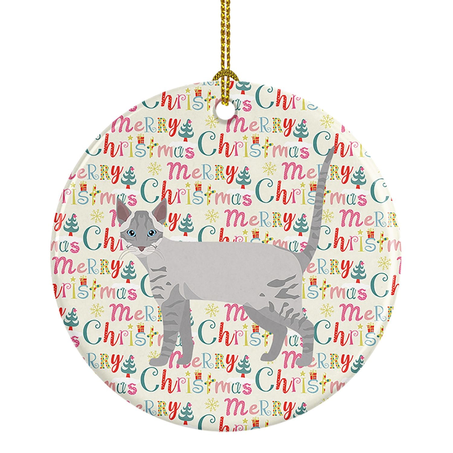 Ojos Azules Cat Christmas Ceramic Ornament Christmas Tree Hanging Decorations for Home Christmas Holiday, Party, Gift, 3 in, Mul
