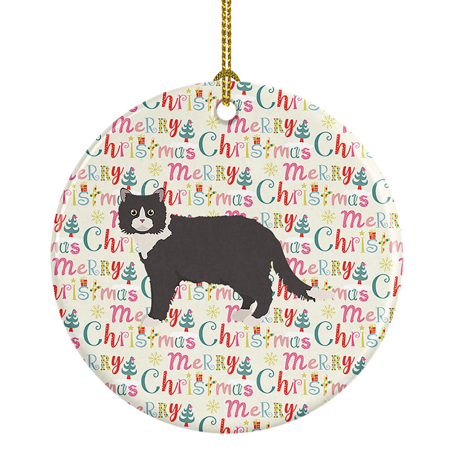 Poodle Cat #1 Cat Christmas Ceramic Ornament Christmas Tree Hanging Decorations for Home Christmas Holiday, Party, Gift, 3 in, M