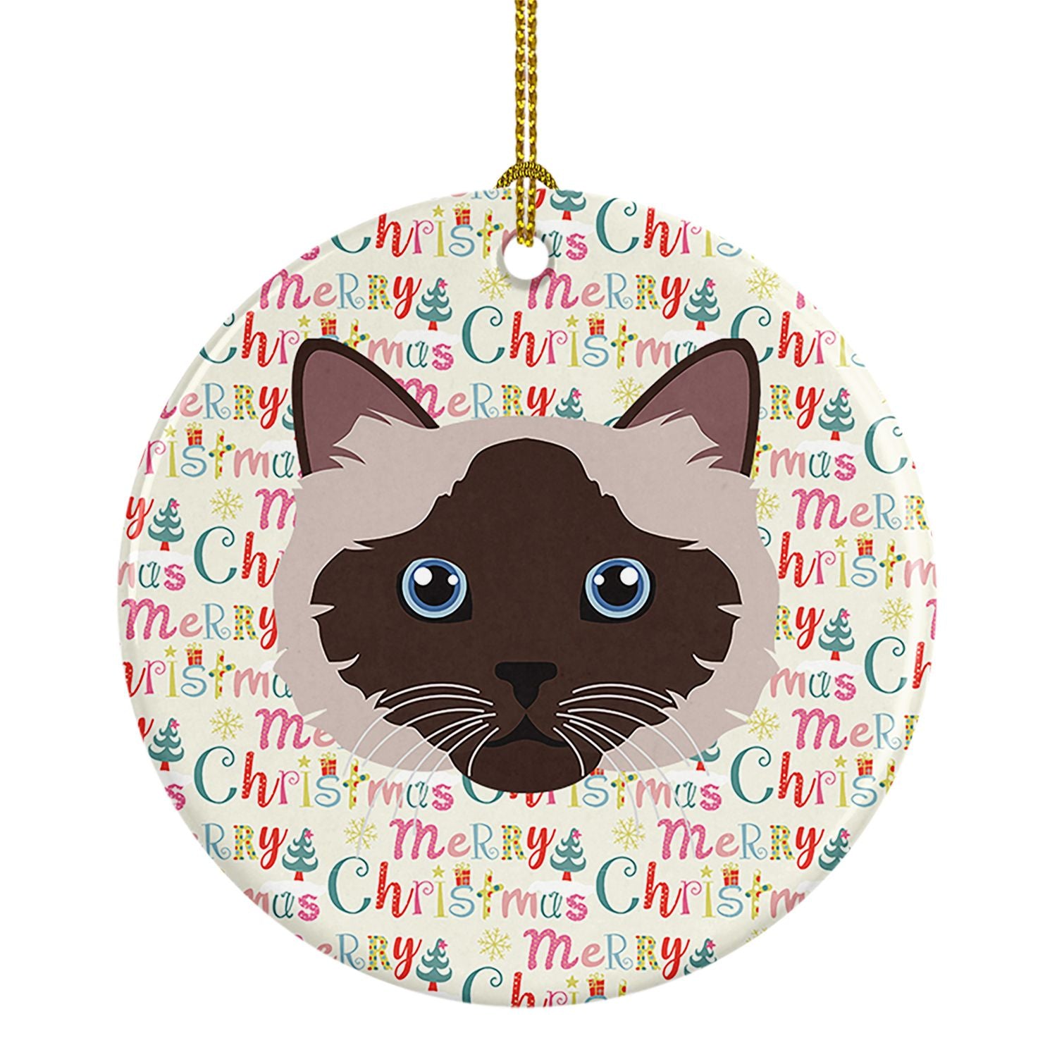 Birman Cat Christmas Ceramic Ornament Christmas Tree Hanging Decorations for Home Christmas Holiday, Party, Gift, 3 in, Multicol