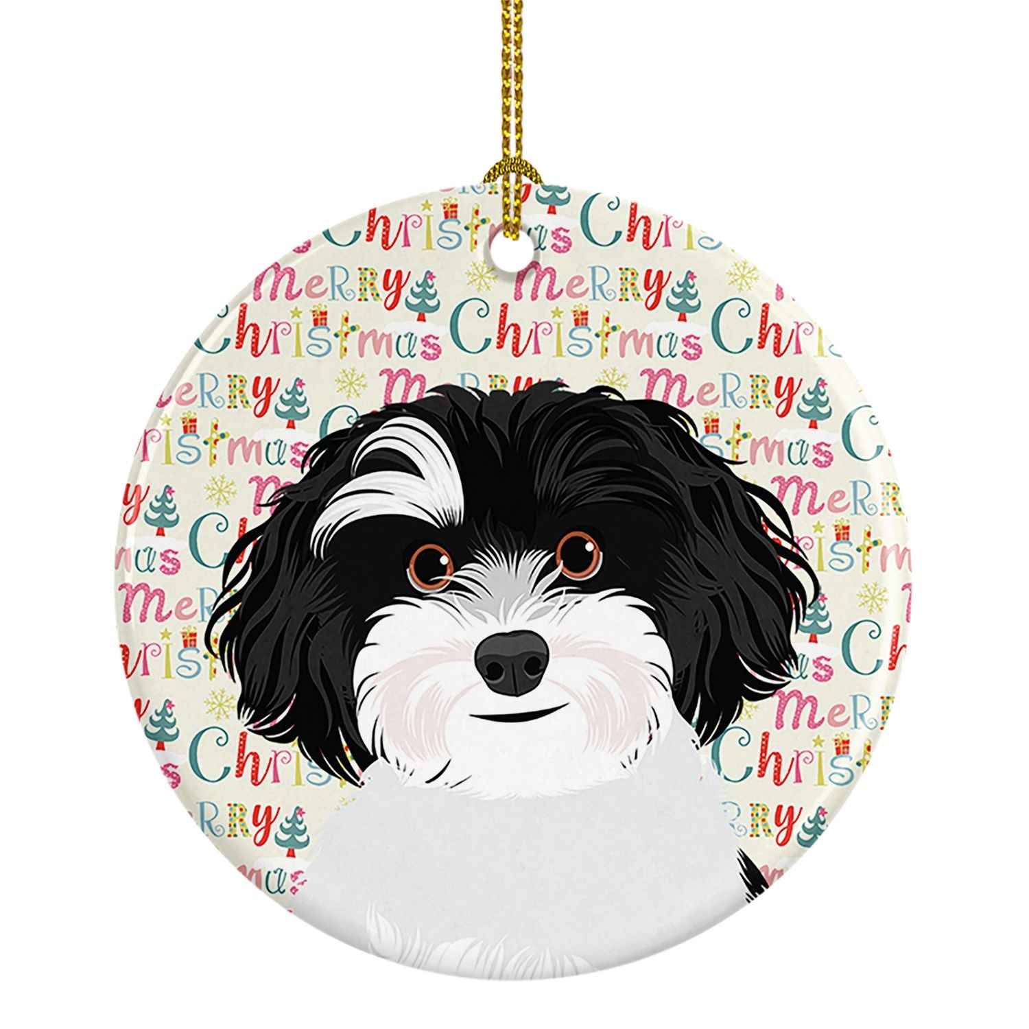 Shih-Tzu Black and White #1 Christmas Ceramic Ornament Christmas Tree Hanging Decorations for Home Christmas Holiday, Party, Gif